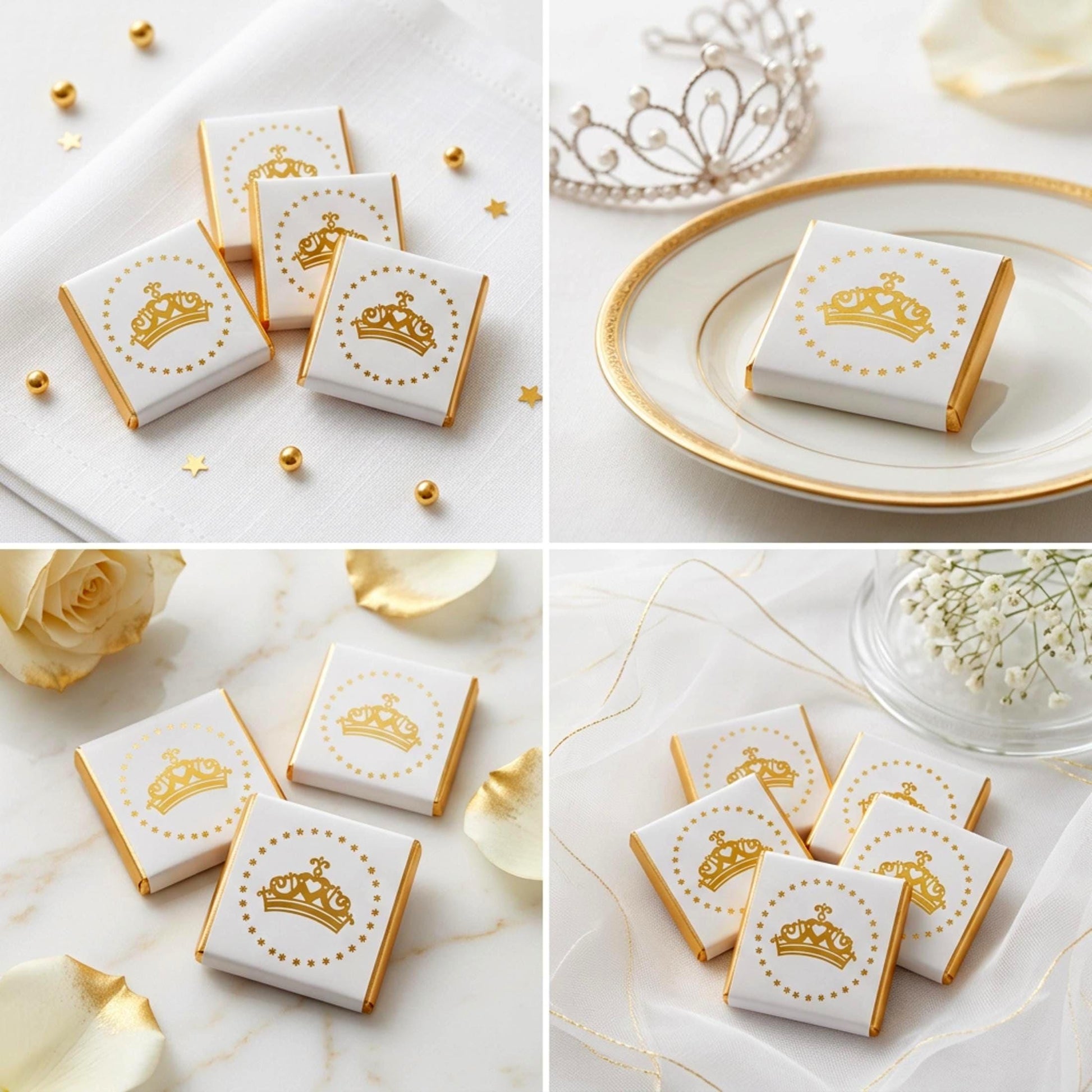 Personalised Princess Tiara Party Favours – Girls Birthday Treats Gold Foiled