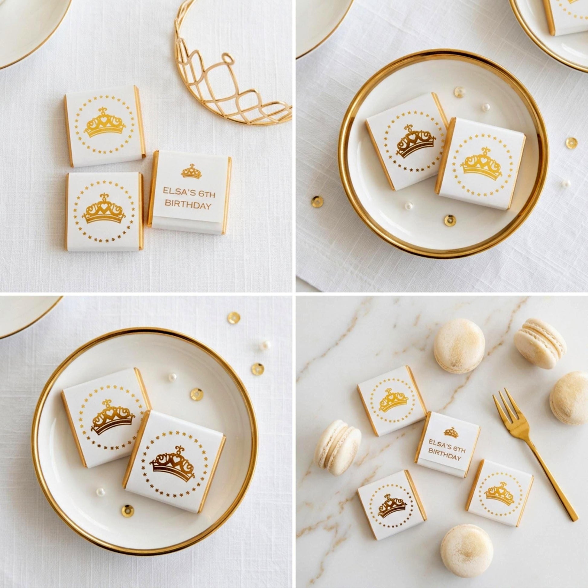Personalised Princess Tiara Party Favours – Girls Birthday Treats Gold Foiled
