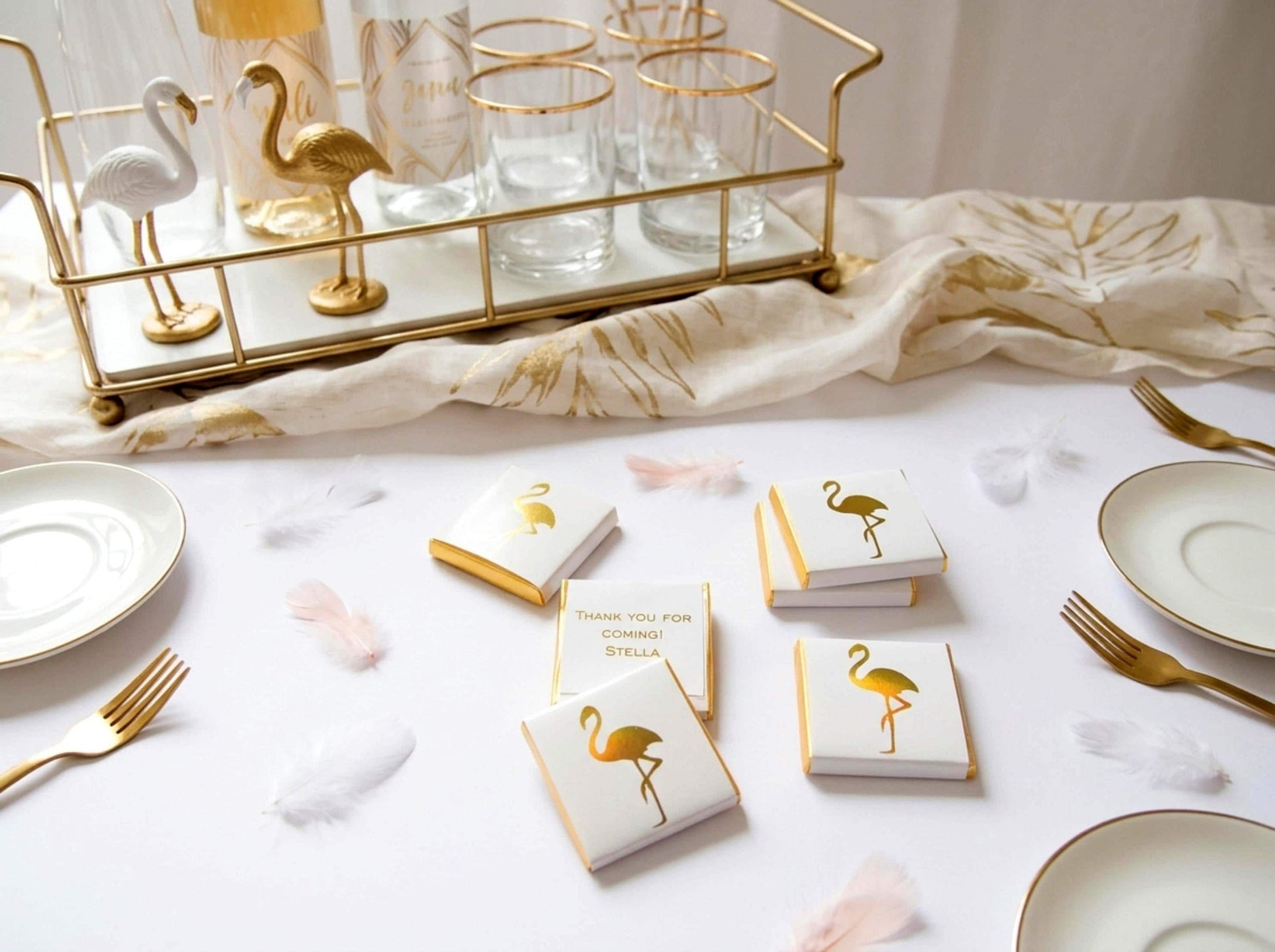 Personalised Flamingo Party Favours - Gold Foiled Tropical Chocolate Treats