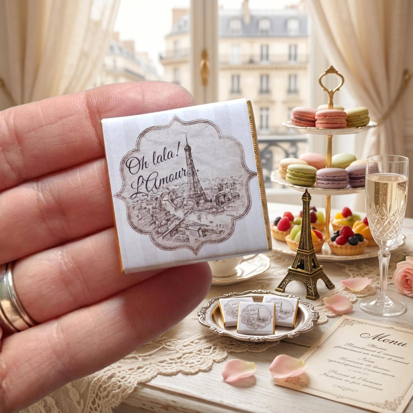 Personalised Eiffel Tower Party Favours – French Travel Wedding Chocolates