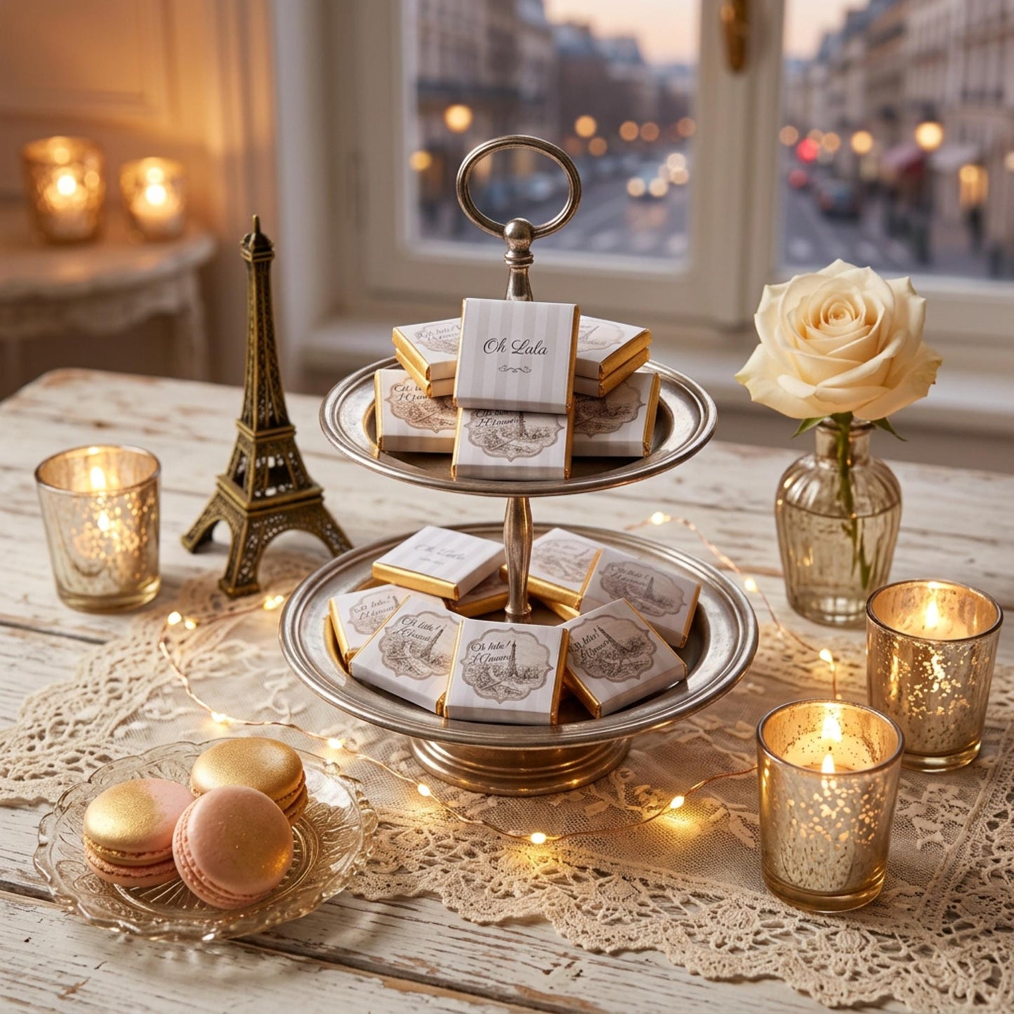 Personalised Eiffel Tower Party Favours – French Travel Wedding Chocolates
