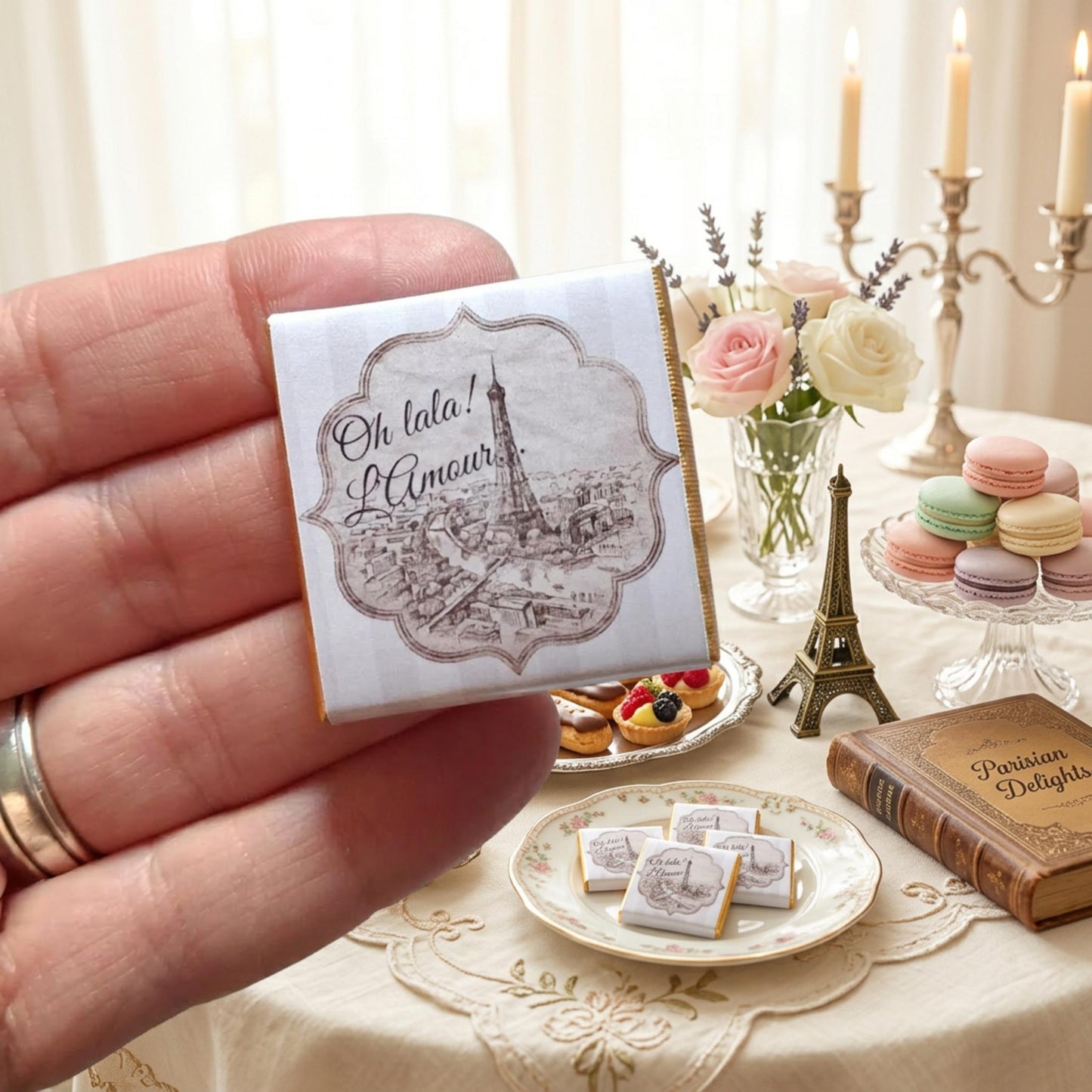 Personalised Eiffel Tower Party Favours – French Travel Wedding Chocolates