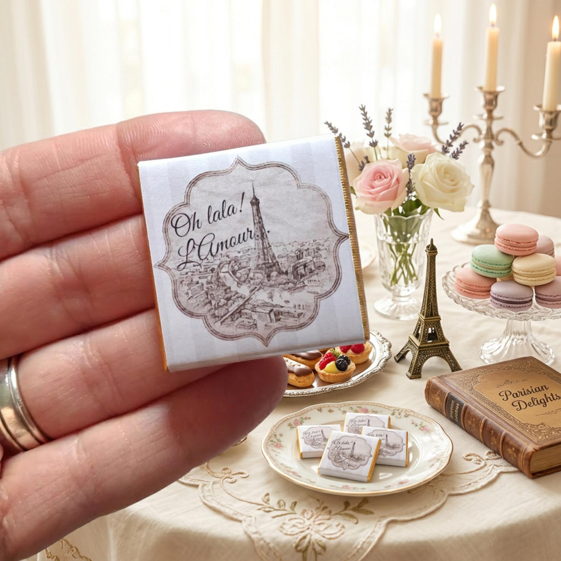 Personalised Eiffel Tower Party Favours – French Travel Wedding Chocolates
