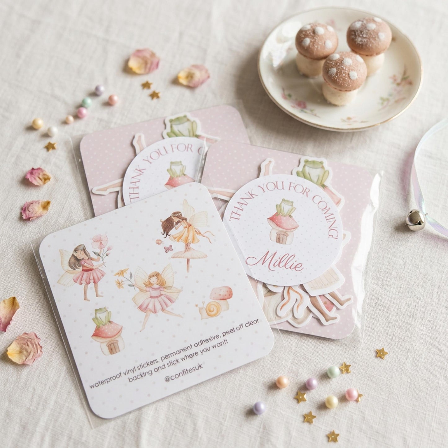 Personalised Fairy Vinyl Stickers Party Bags, Girl Birthday Party Favours