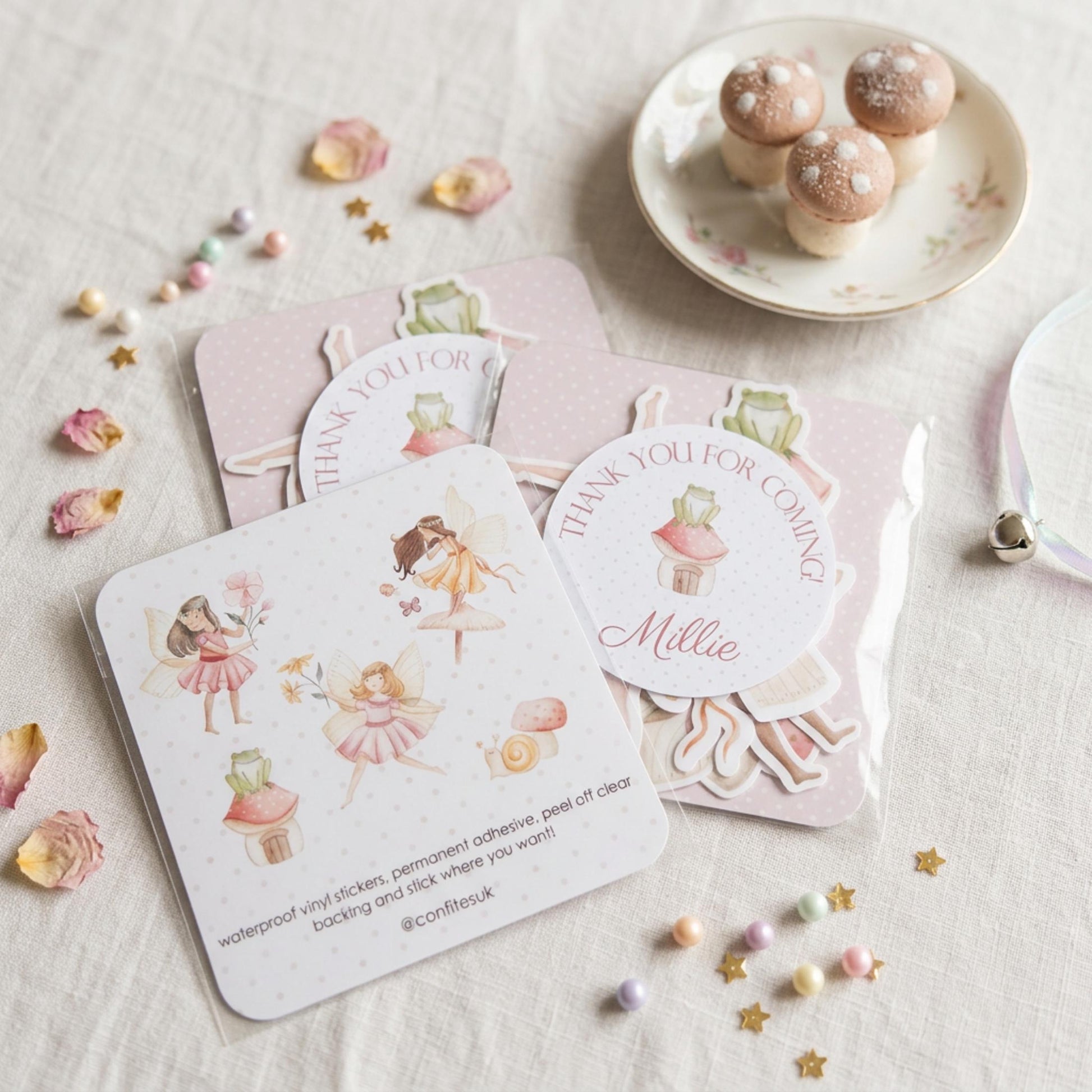 Personalised Fairy Vinyl Stickers Party Bags, Girl Birthday Party Favours