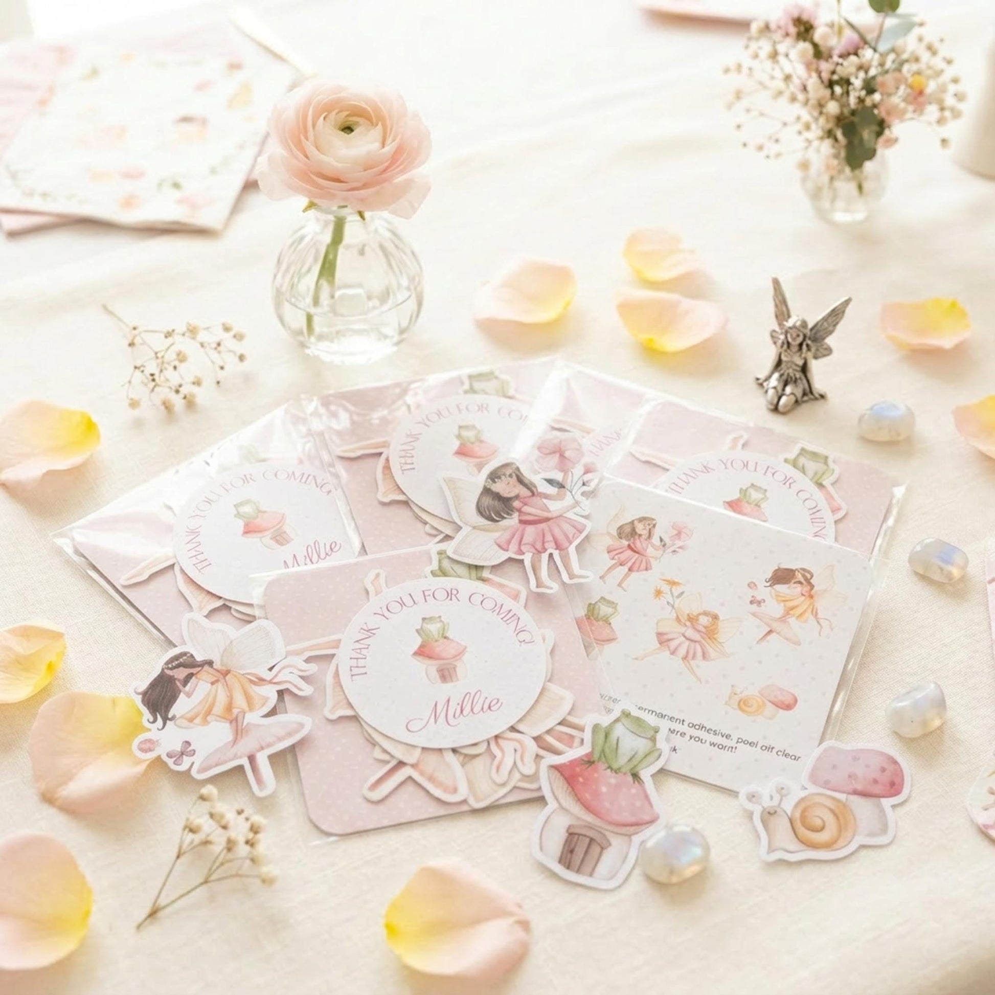 Personalised Fairy Vinyl Stickers Party Bags, Girl Birthday Party Favours