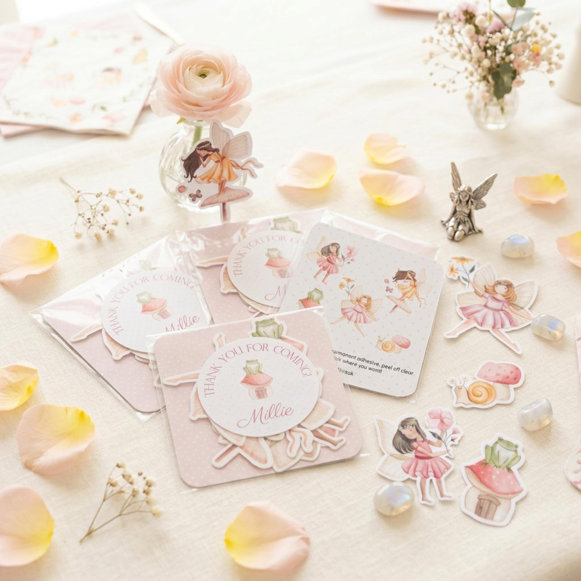 Personalised Fairy Vinyl Stickers Party Bags, Girl Birthday Party Favours