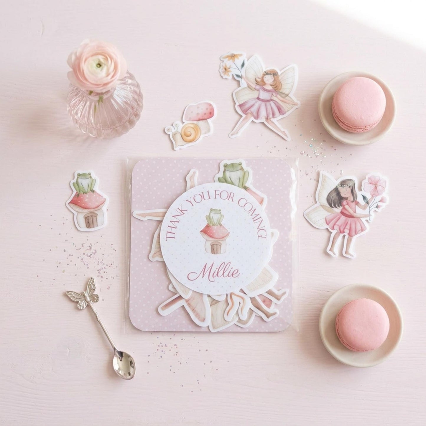 Personalised Fairy Vinyl Stickers Party Bags, Girl Birthday Party Favours