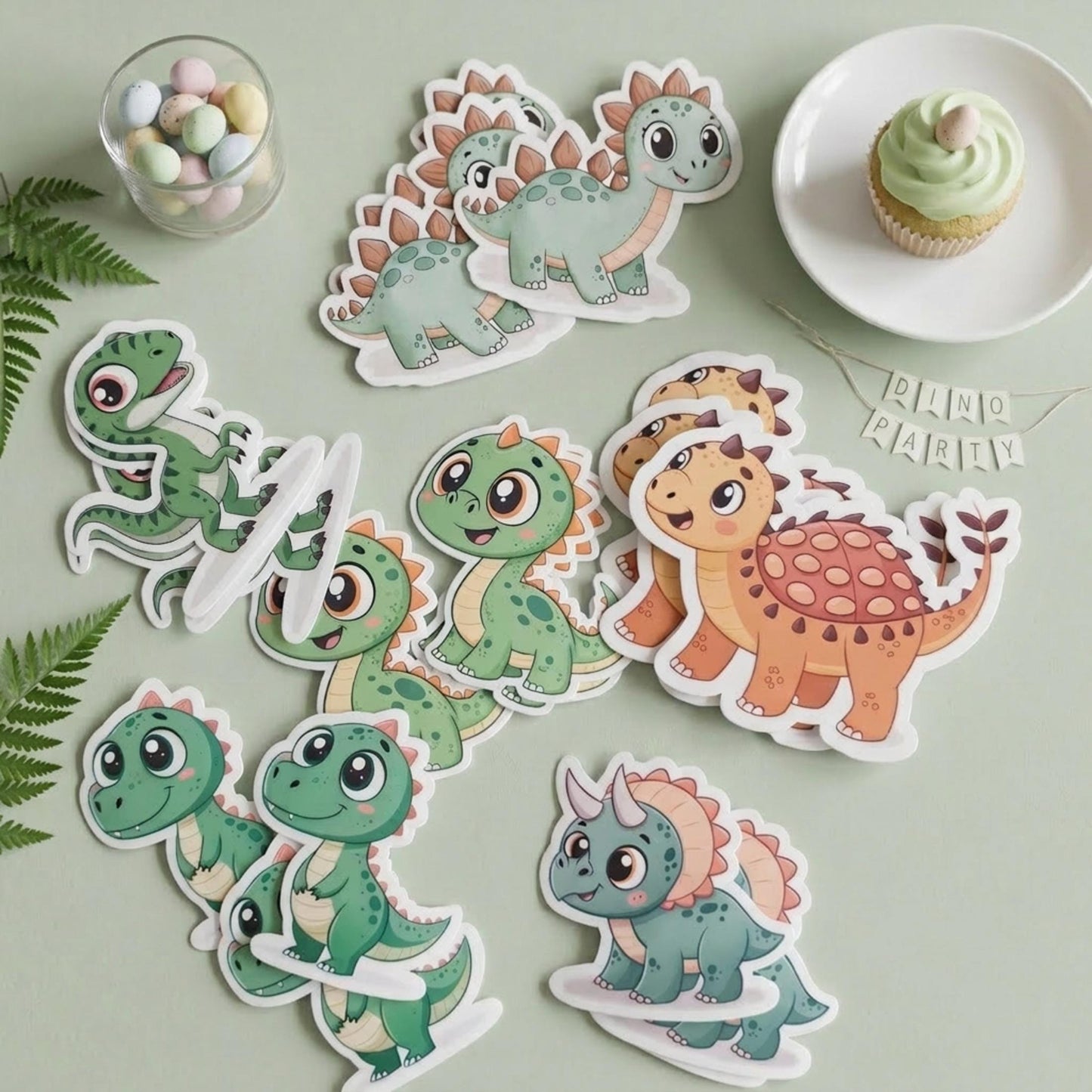 Personalised Dinosaur Vinyl Stickers Party Bags, Custom Dino Birthday Favours