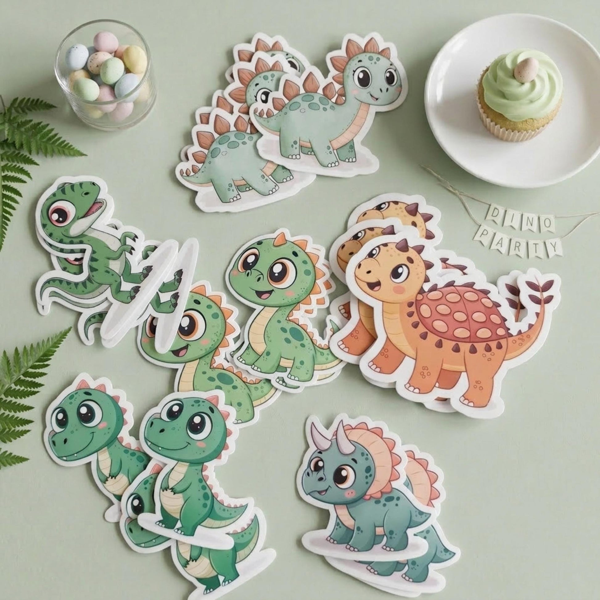 Personalised Dinosaur Vinyl Stickers Party Bags, Custom Dino Birthday Favours