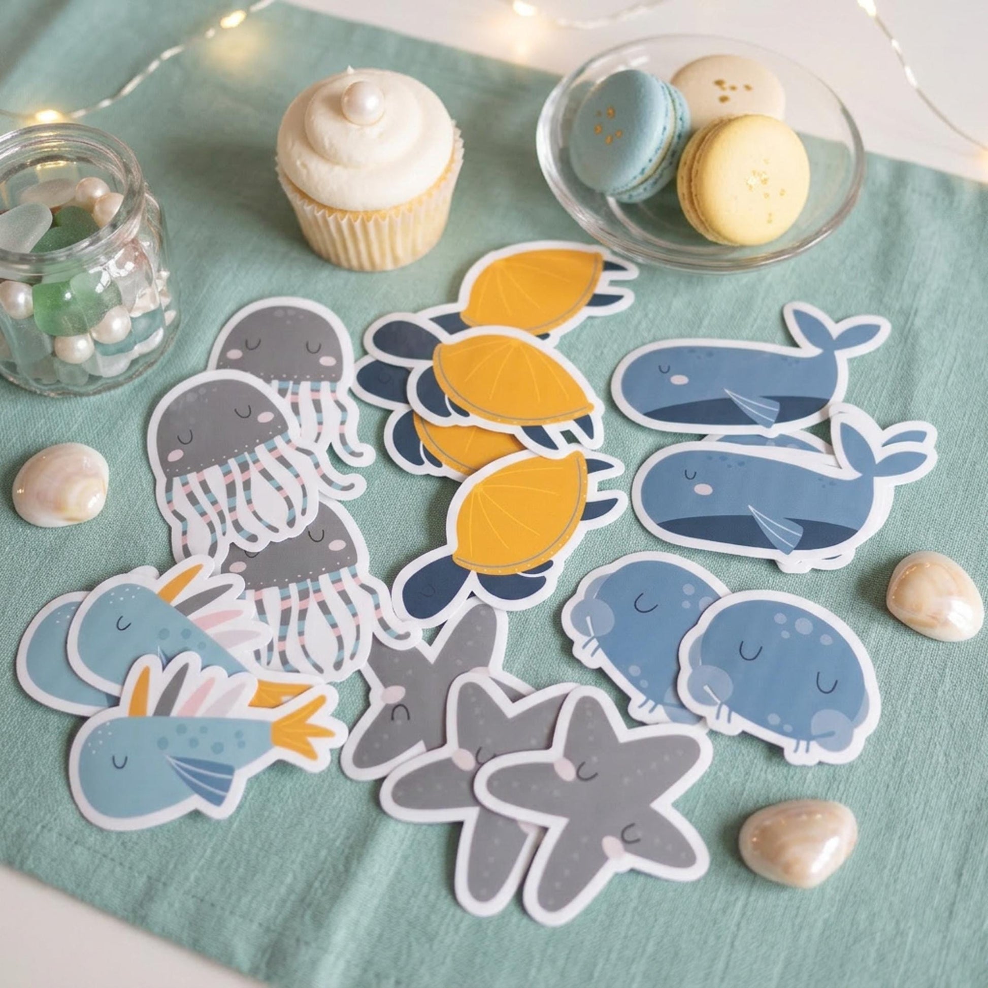 Personalised Under the Sea Vinyl Stickers Party Bags, Ocean Theme Birthday Favours