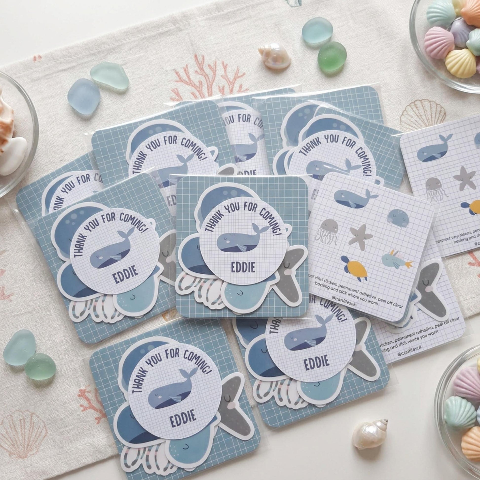 Personalised Under the Sea Vinyl Stickers Party Bags, Ocean Theme Birthday Favours