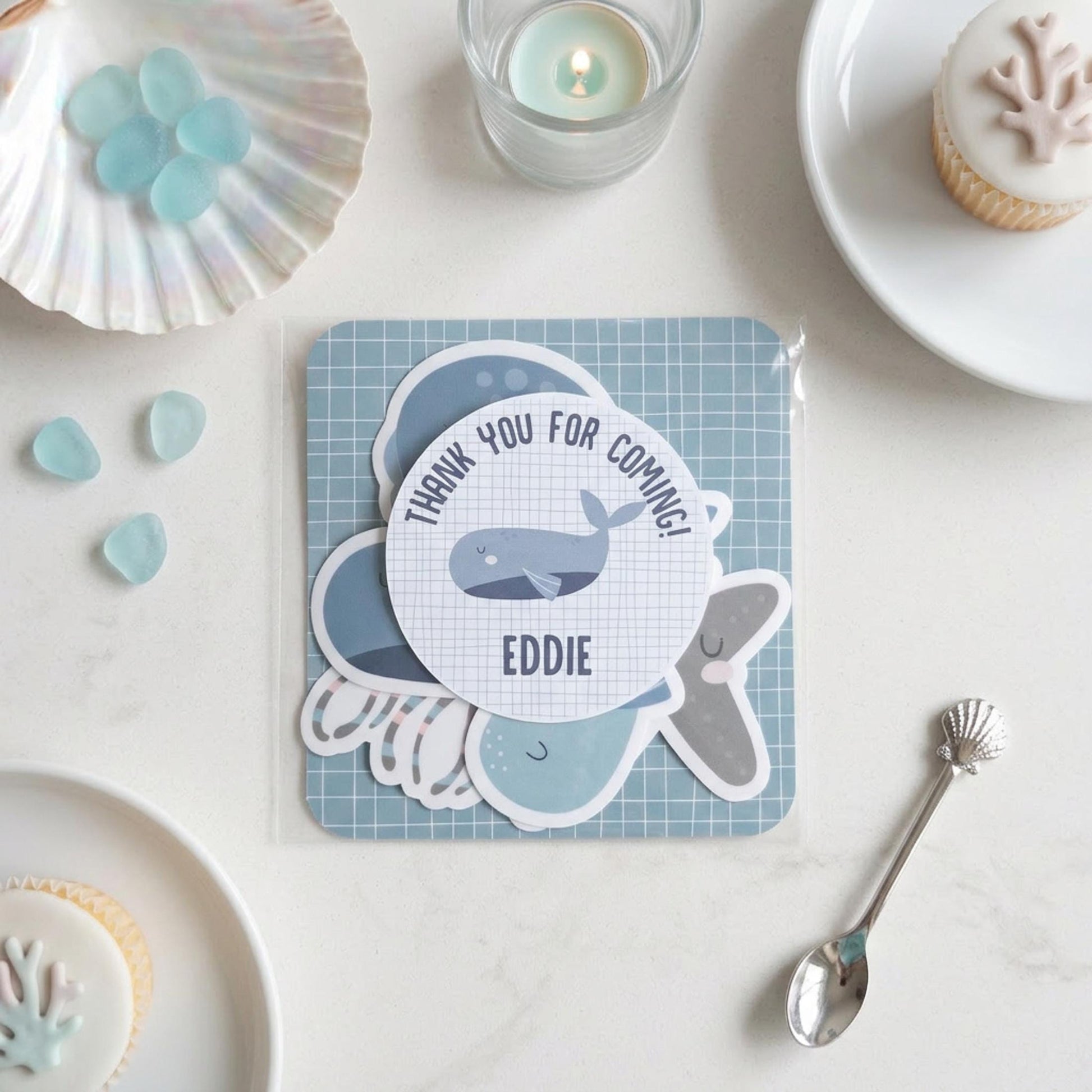 Personalised Under the Sea Vinyl Stickers Party Bags, Ocean Theme Birthday Favours