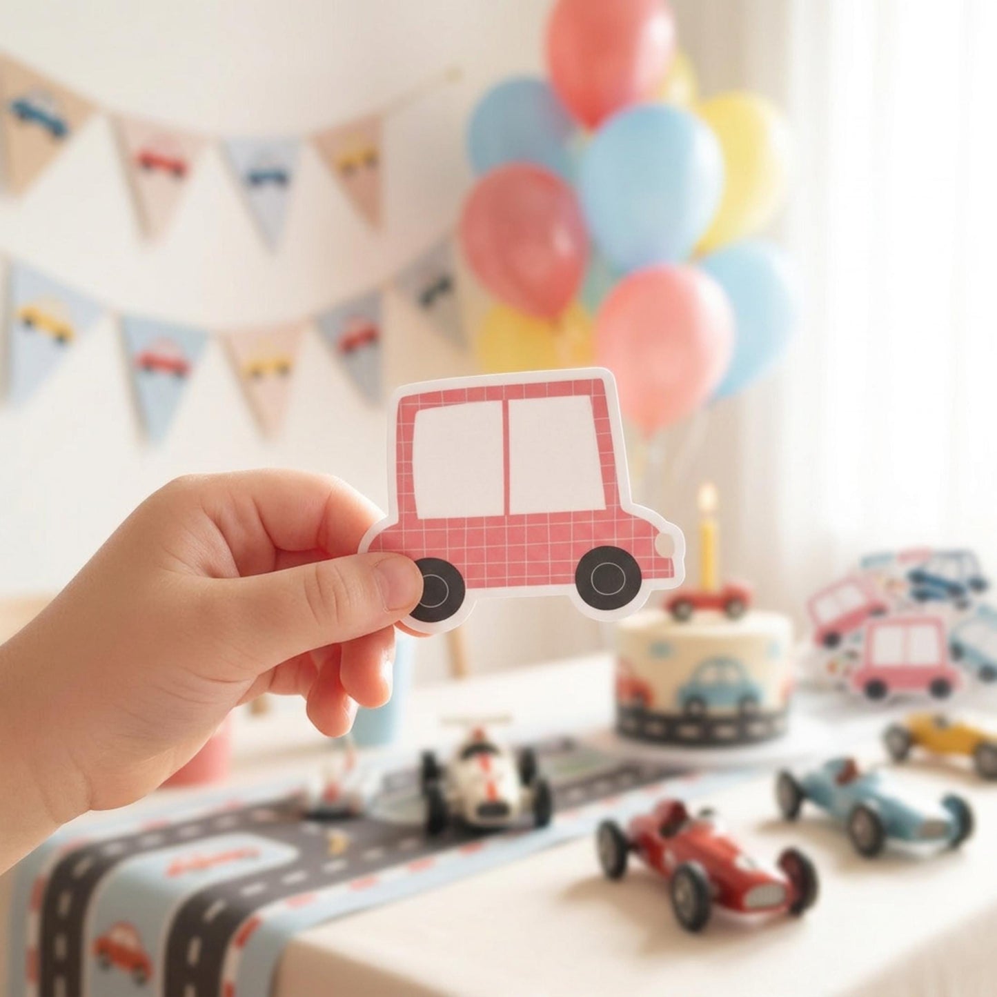 Personalised Cars Vinyl stickers Party Bags, Transportation Birthday Favours