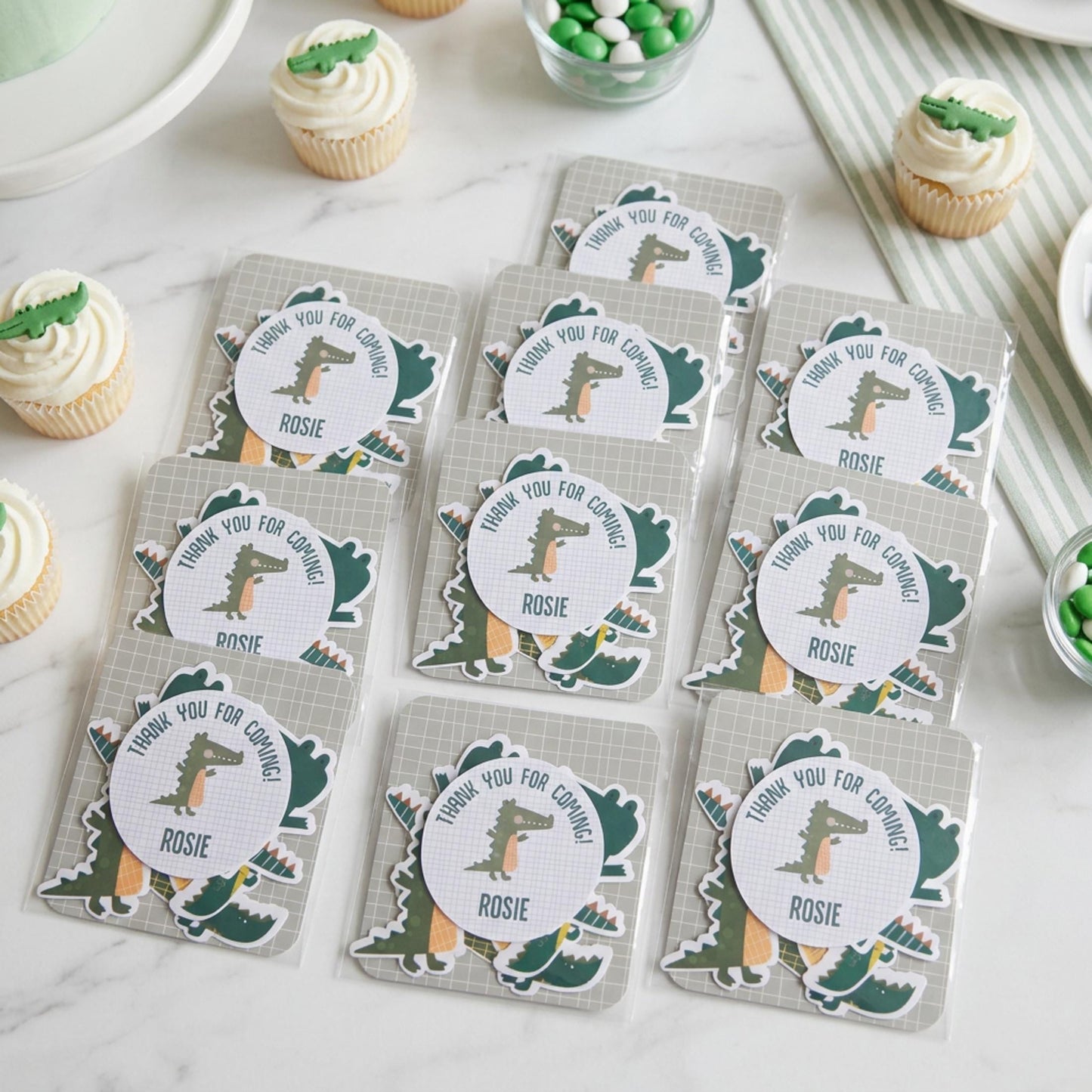 Personalised Alligator Vinyl stickers Party Bags, Custom Crocodile Birthday Favours