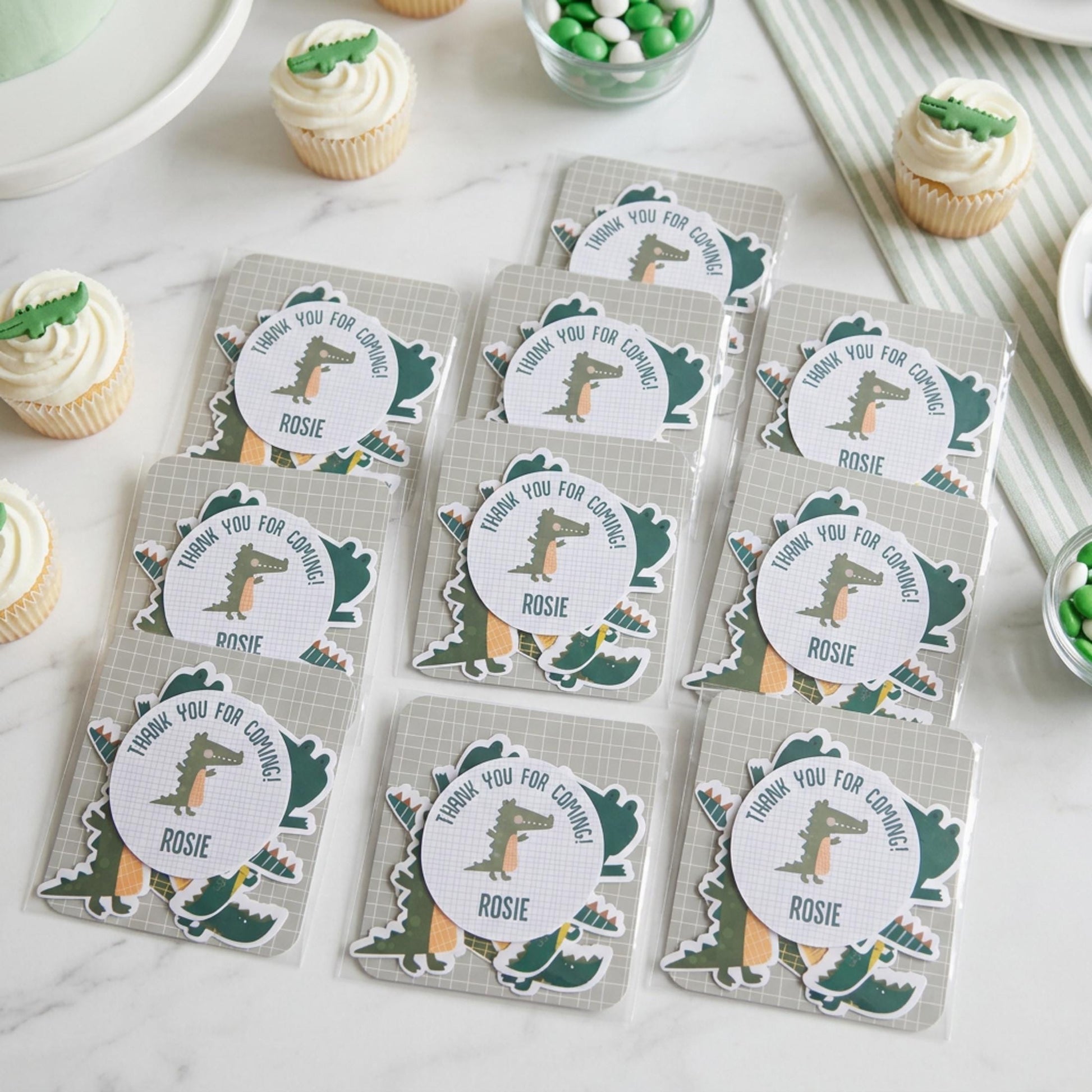 Personalised Alligator Vinyl stickers Party Bags, Custom Crocodile Birthday Favours