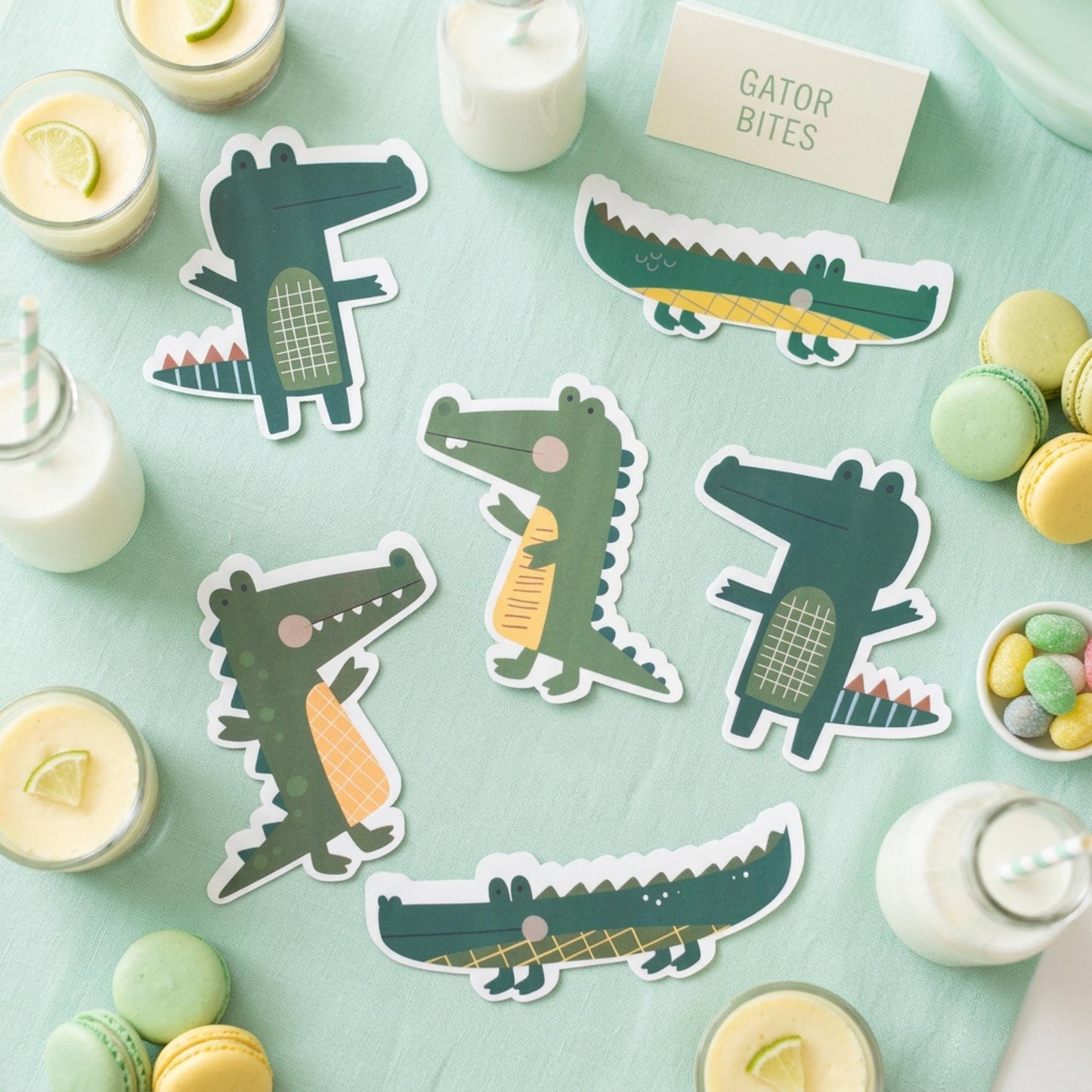 Personalised Alligator Vinyl stickers Party Bags, Custom Crocodile Birthday Favours