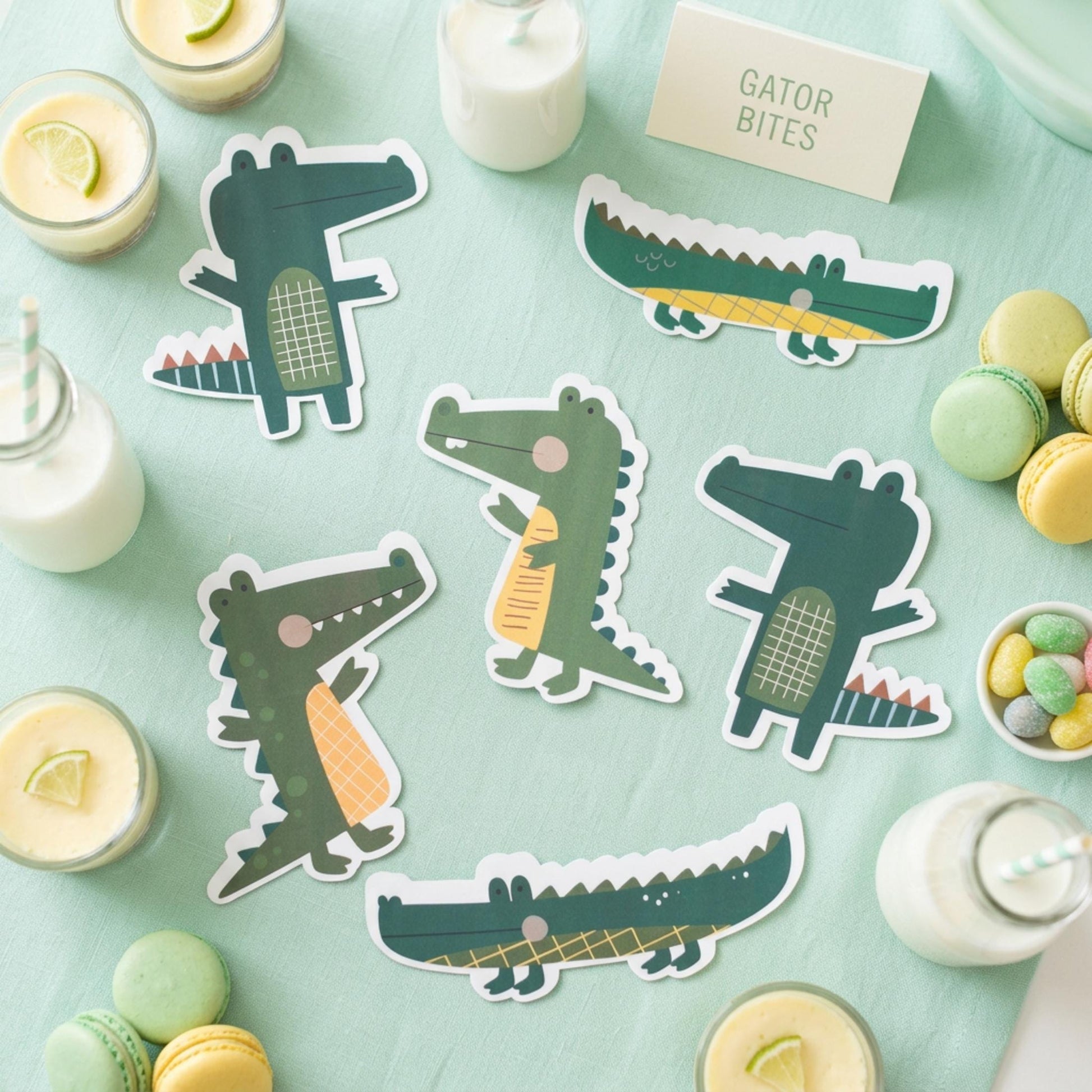 Personalised Alligator Vinyl stickers Party Bags, Custom Crocodile Birthday Favours
