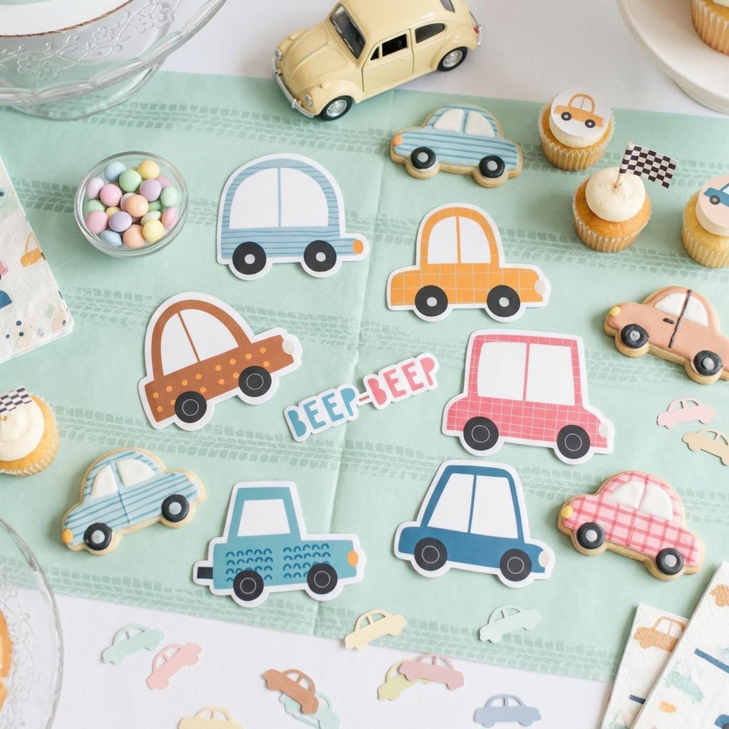 Personalised Cars Vinyl stickers Party Bags, Transportation Birthday Favours