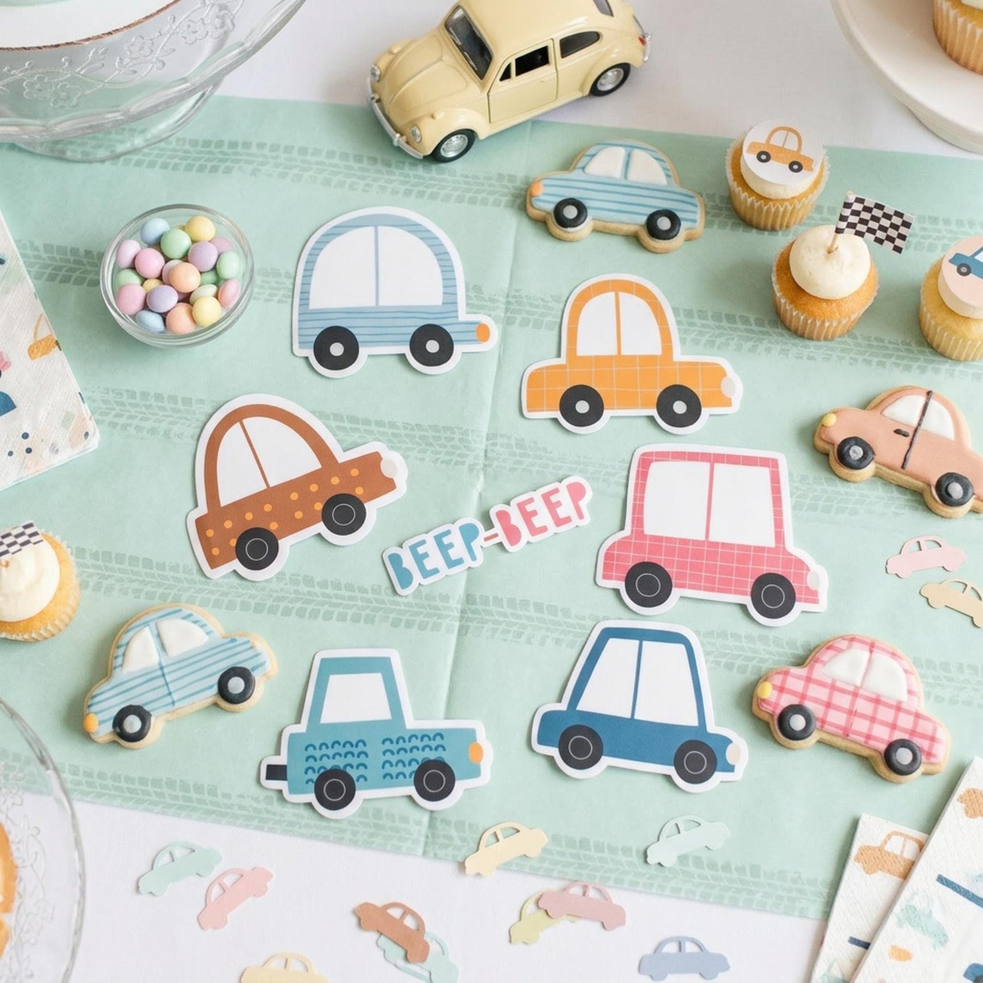 Personalised Cars Vinyl stickers Party Bags, Transportation Birthday Favours