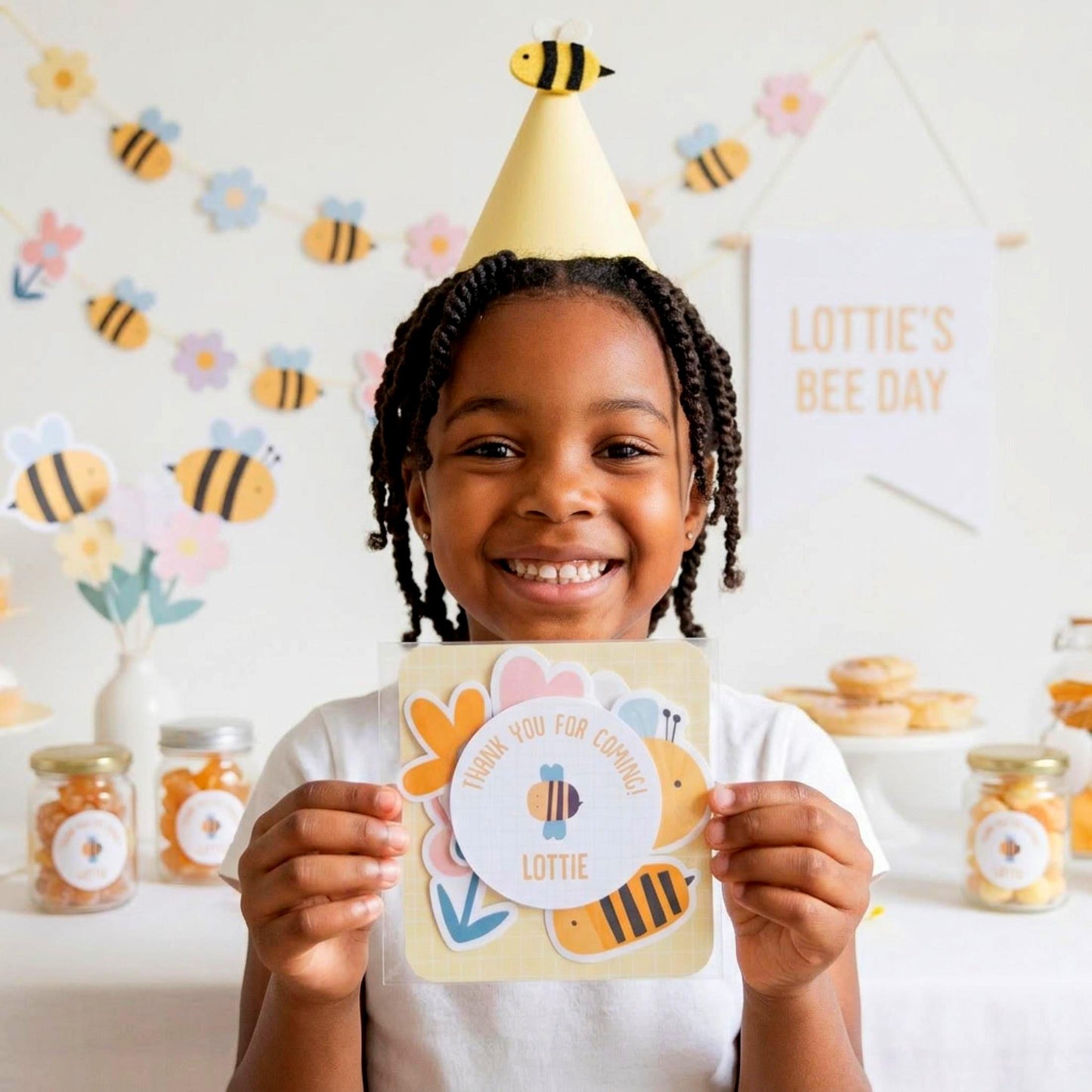 Personalised Bumblebee Vinyl Stickers Party Bags, Custom Bee Birthday Favours