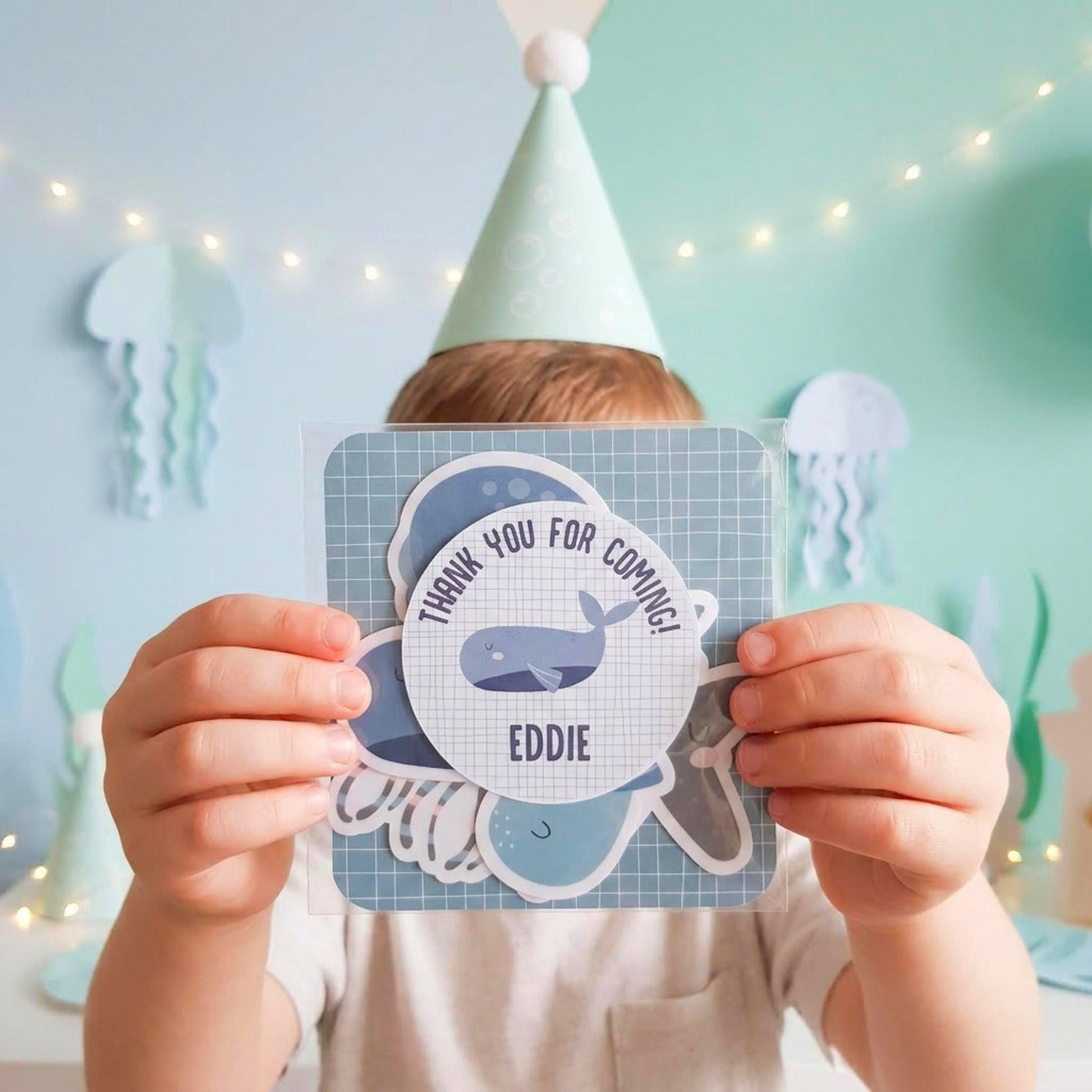 Personalised Under the Sea Vinyl Stickers Party Bags, Ocean Theme Birthday Favours