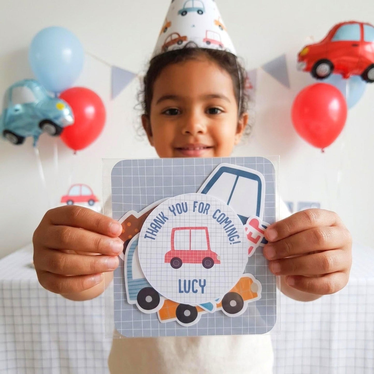 Personalised Cars Vinyl stickers Party Bags, Transportation Birthday Favours
