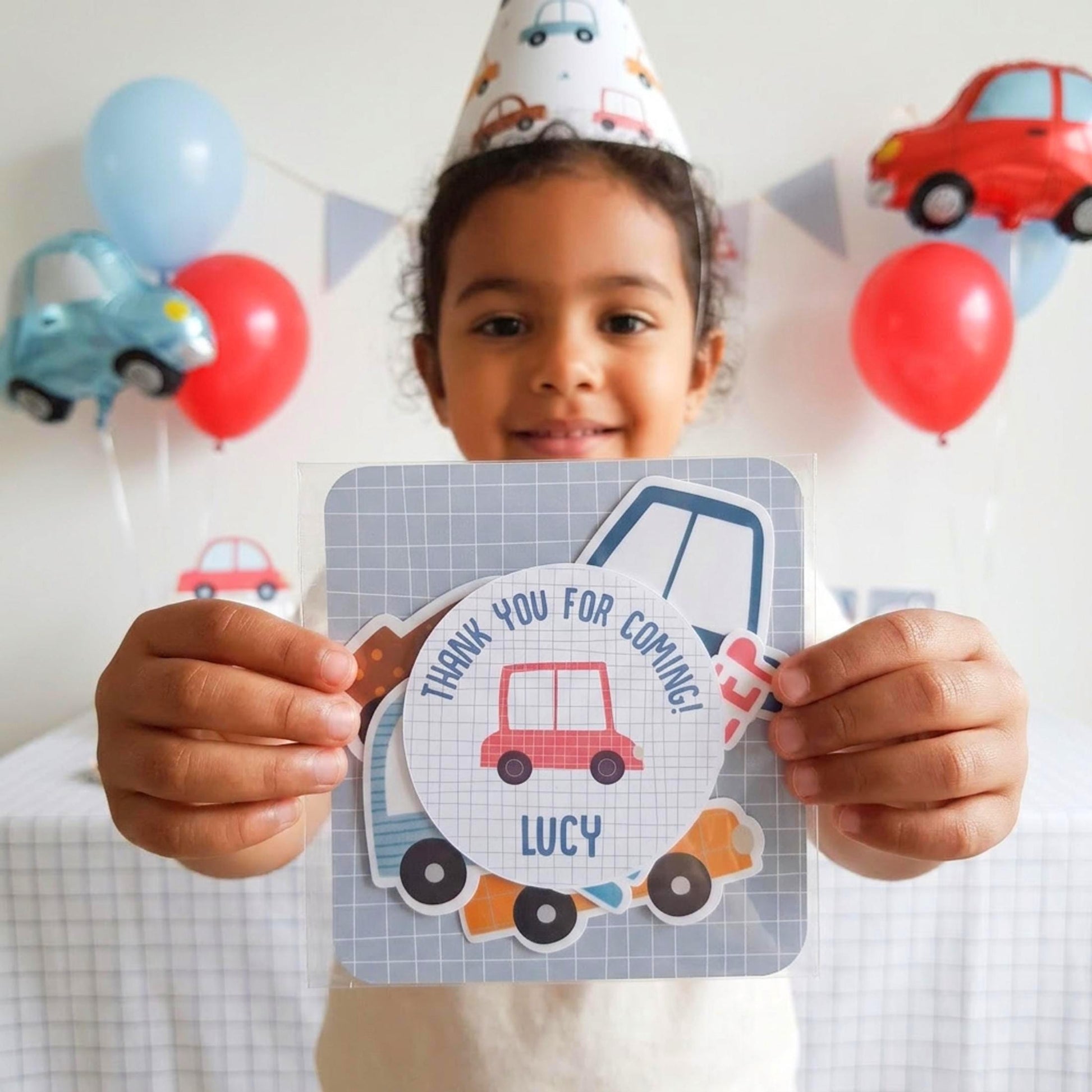 Personalised Cars Vinyl stickers Party Bags, Transportation Birthday Favours