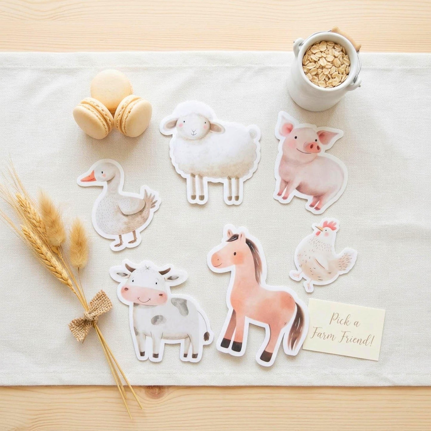 Personalised Farm Vinyl Stickers Party Bags, Custom Farmyard Birthday Favours