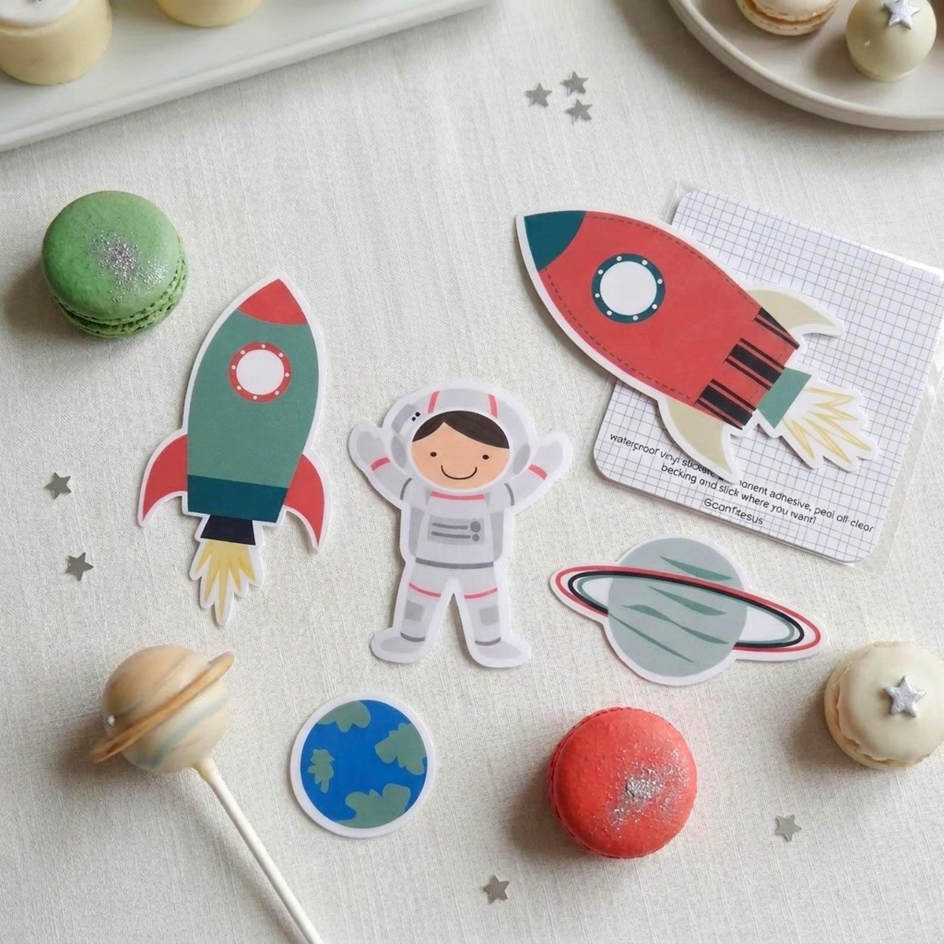 Personalised Space vinyl stcikers Party Bags, Astronaut Birthday Favours