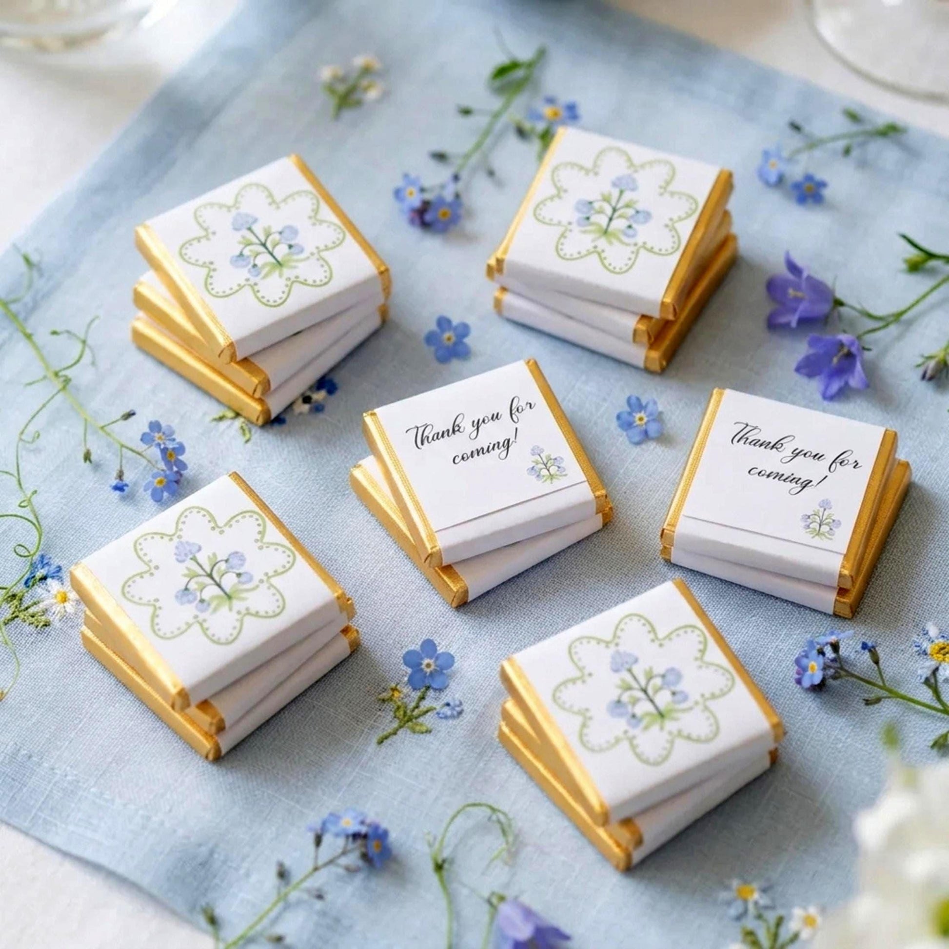 Personalised Blue Floral Party Favours – Wedding Thank You Chocolates