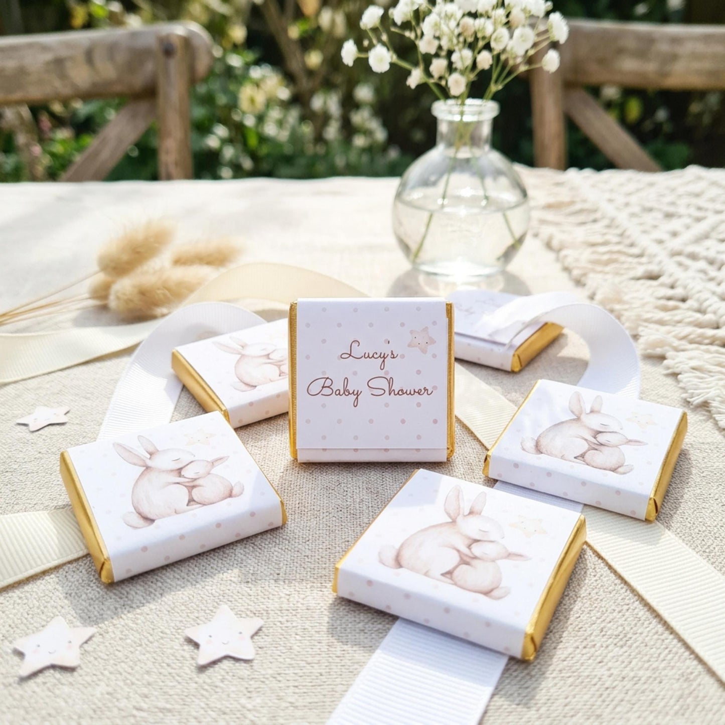 Personalised Mum and Baby Bunny Chocolates – Custom Baby Shower Favours