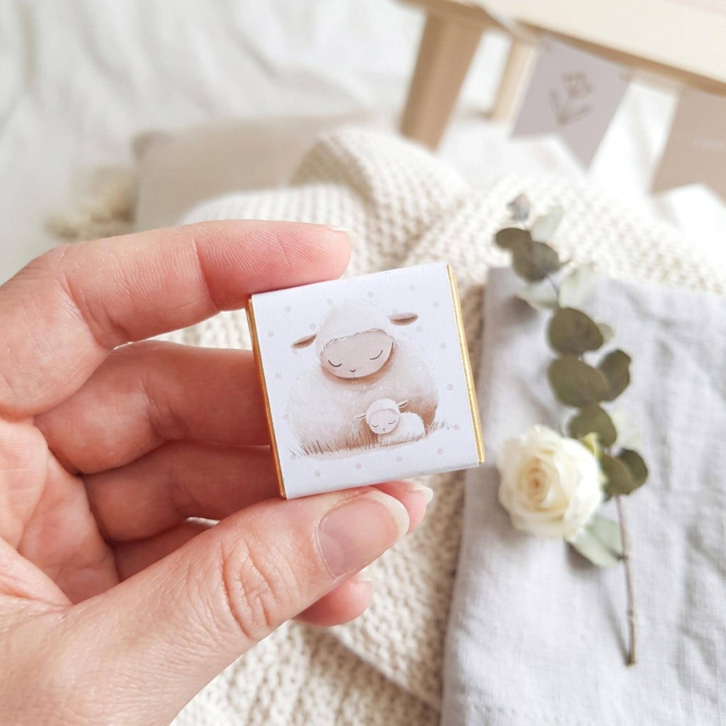 Personalised Mum and Baby Sheep Chocolates – Baby Shower Guest Favours, Party Bag Fillers