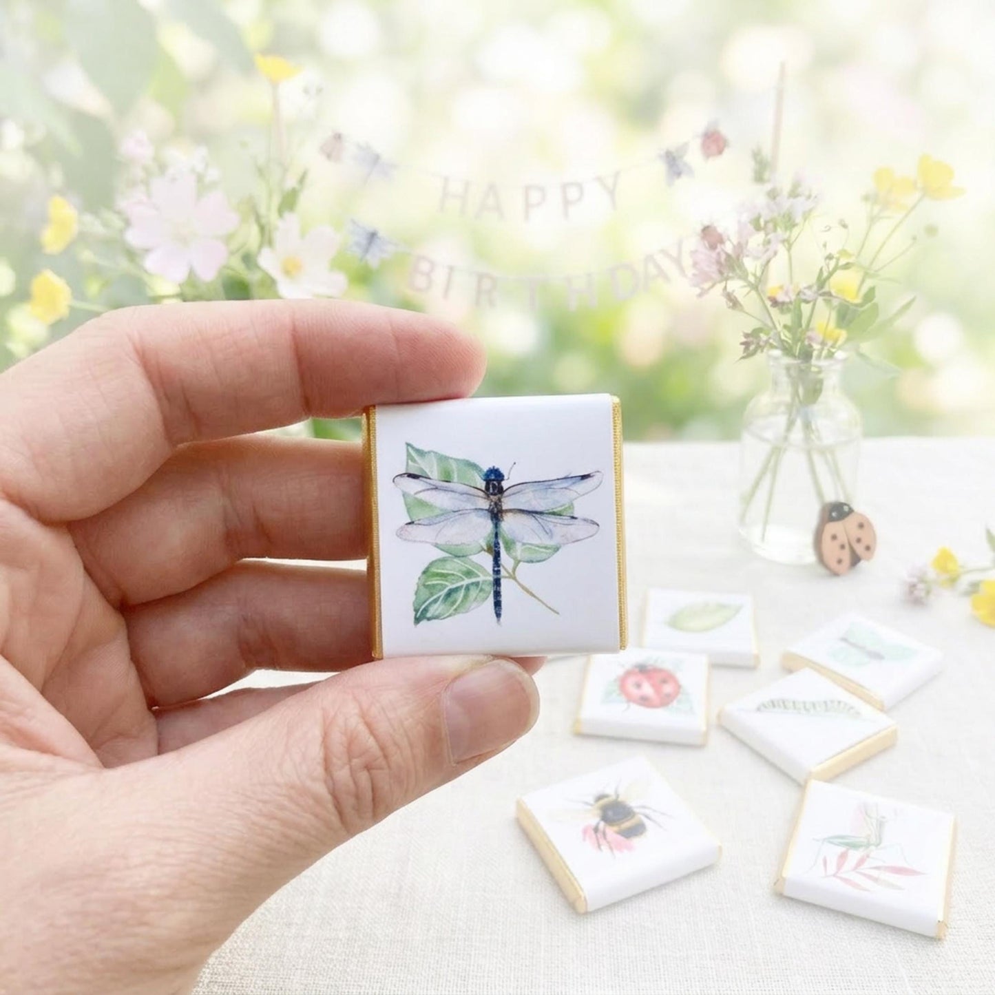 Personalised Garden Bugs Chocolates – Birthday Party Favours, Nature Theme Treats