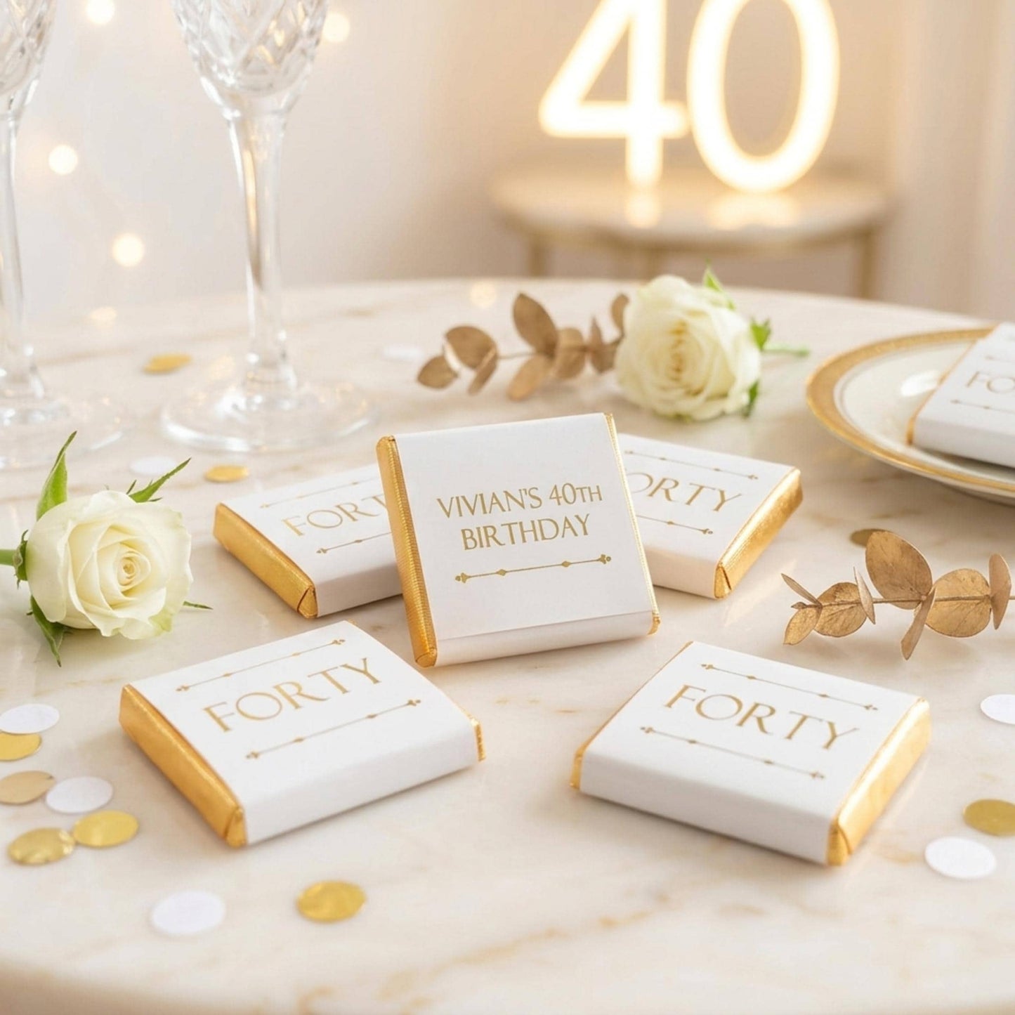 Personalised Gold Foiled Milestone Birthday Chocolates – Luxury Guest Favours