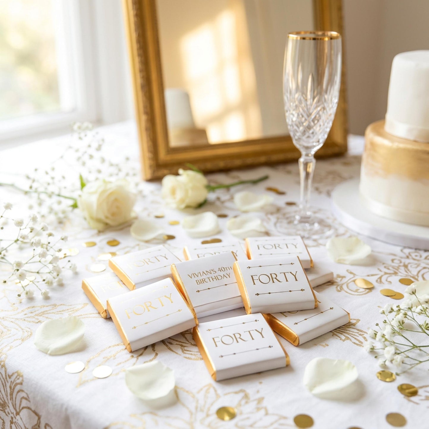 Personalised Gold Foiled Milestone Birthday Chocolates – Luxury Guest Favours