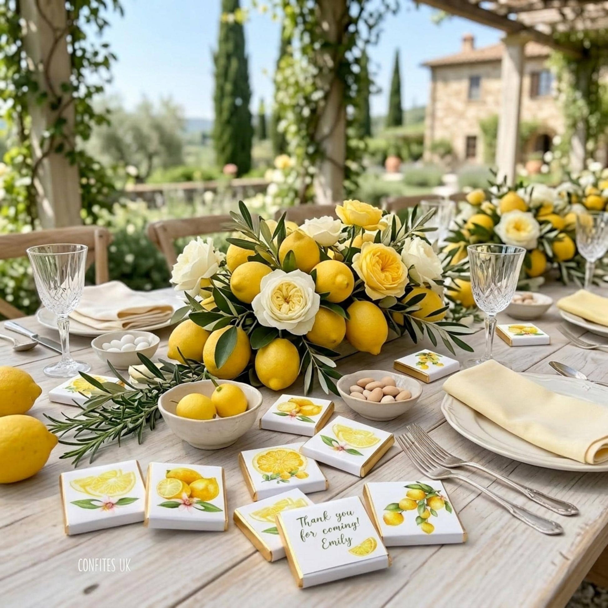 Personalised Lemon Party Favours, Citrus Fruit Wedding Chocolates, Baby Shower Treats, Customised Guest Gift