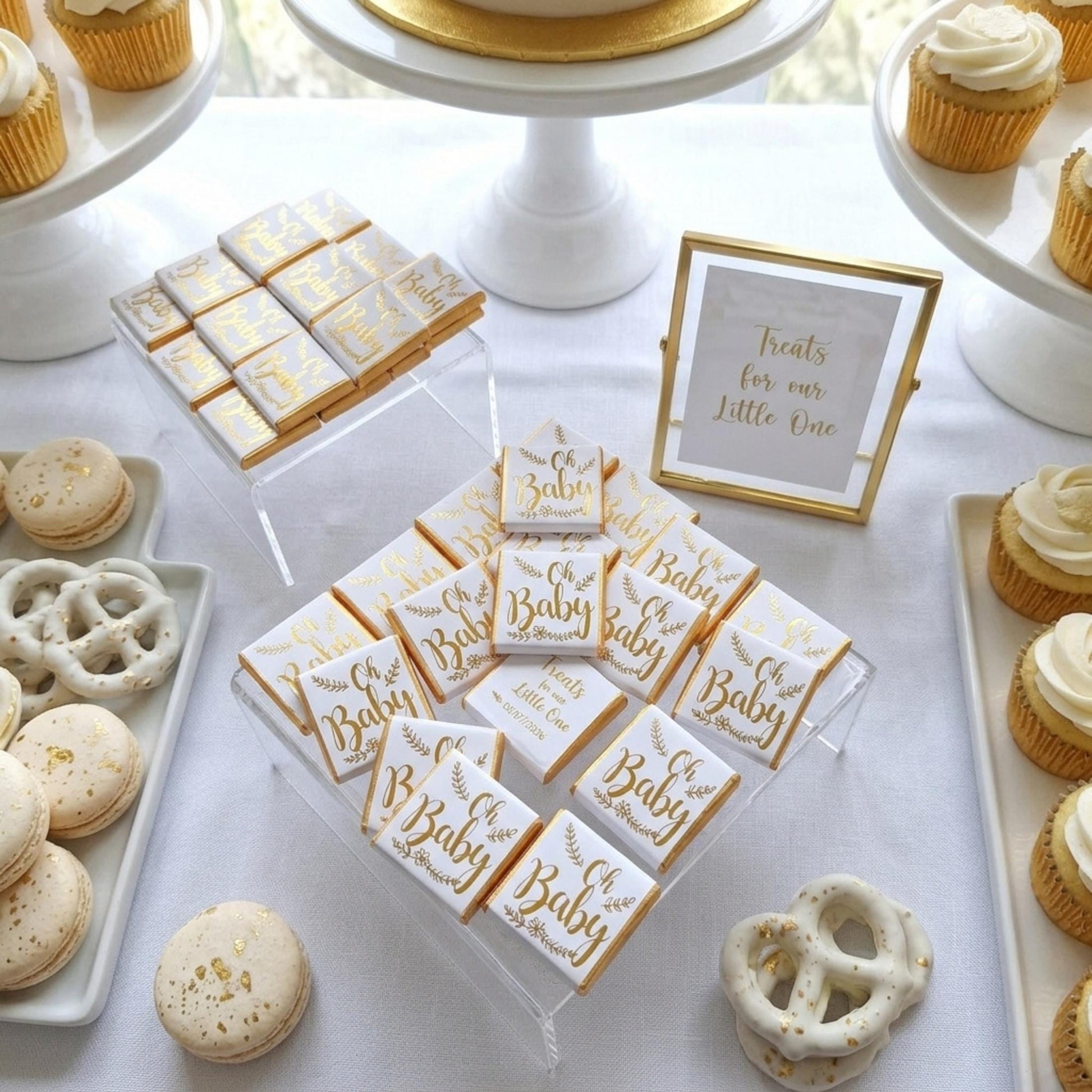 Personalised Oh Baby Chocolate Favours – Baby Shower Guest Treats Gold Foiled