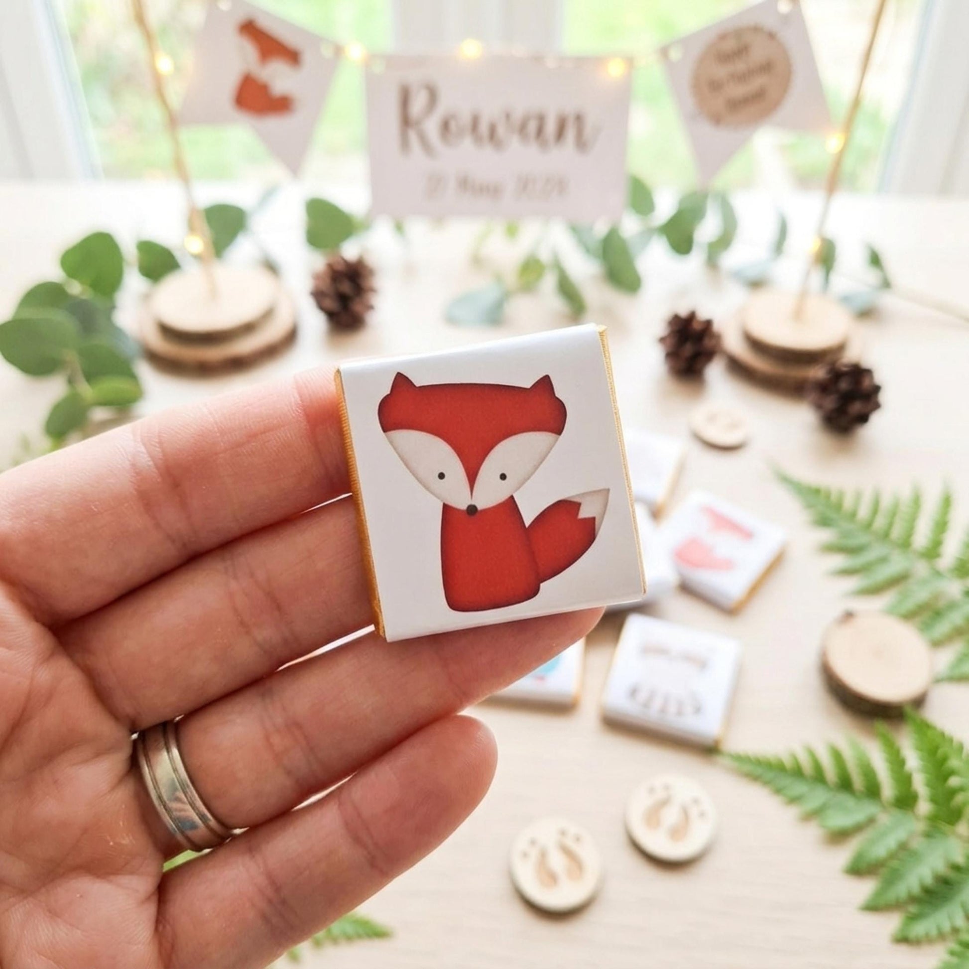 Personalised Woodland Chocolate Favours – Forest Animal Birthday Treats, Baby Shower Bag Fillers