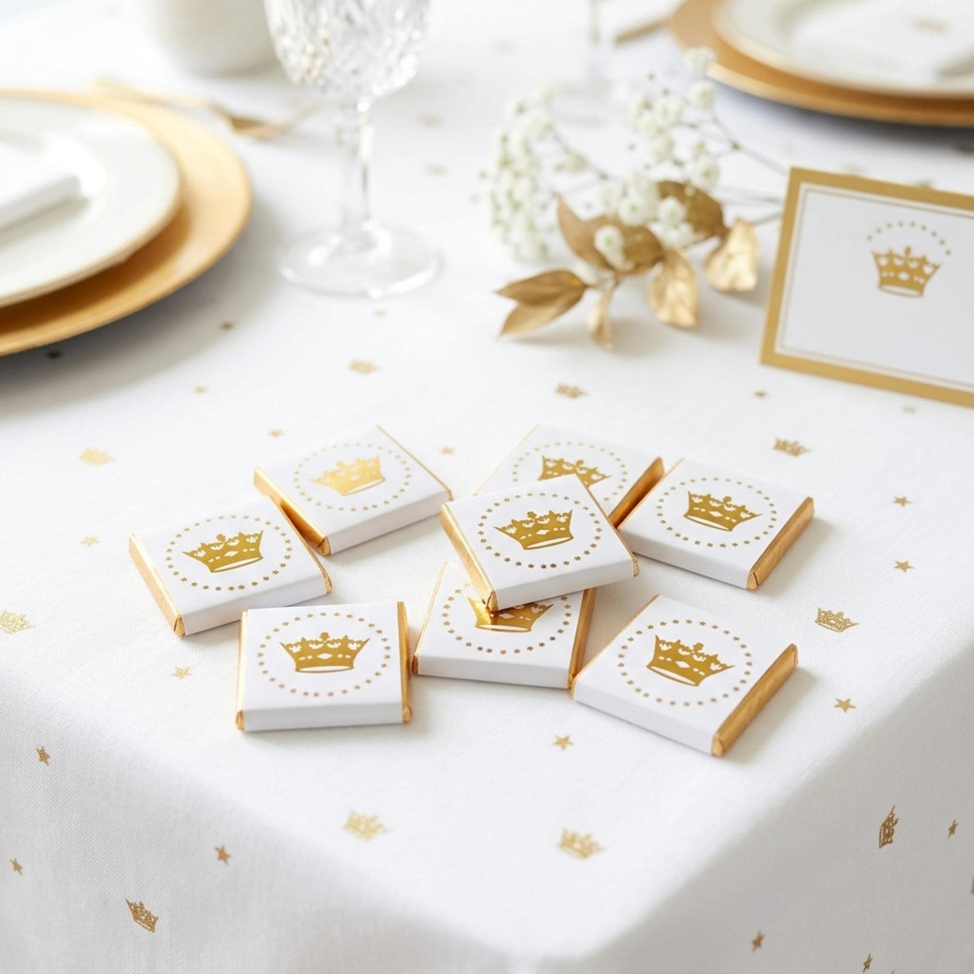 Personalised Crown Chocolates – Prince Princess Birthday Party Favours (Gold Foil)
