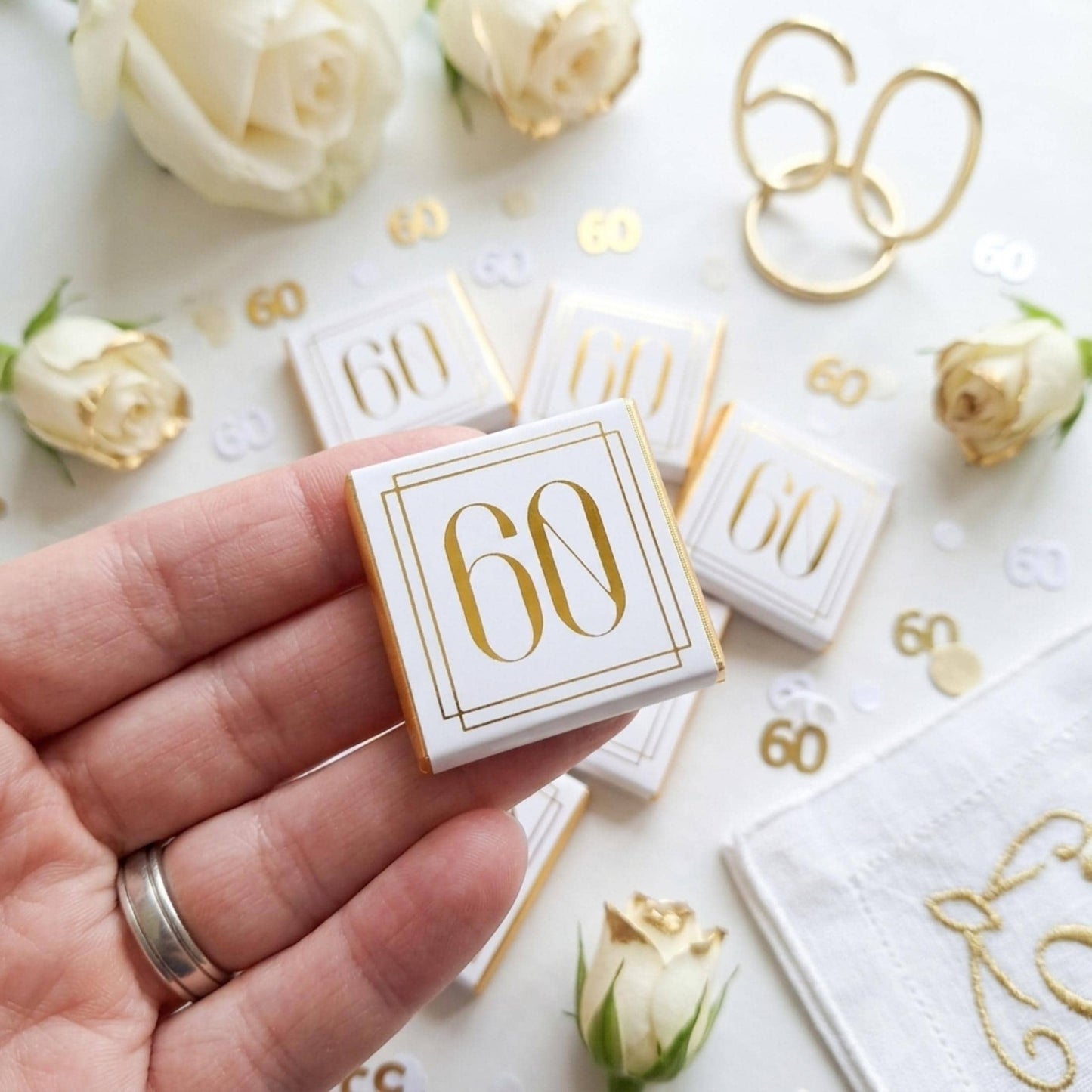 Personalised Milestone Birthday Favours - Gold Foiled Number Chocolates - Custom 18th 21st 30th 40th 50th Guest Gifts - Elegant Party Treats