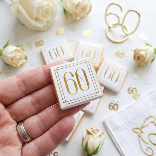 Personalised Milestone Birthday Favours - Gold Foiled Number Chocolates - Custom 18th 21st 30th 40th 50th Guest Gifts - Elegant Party Treats