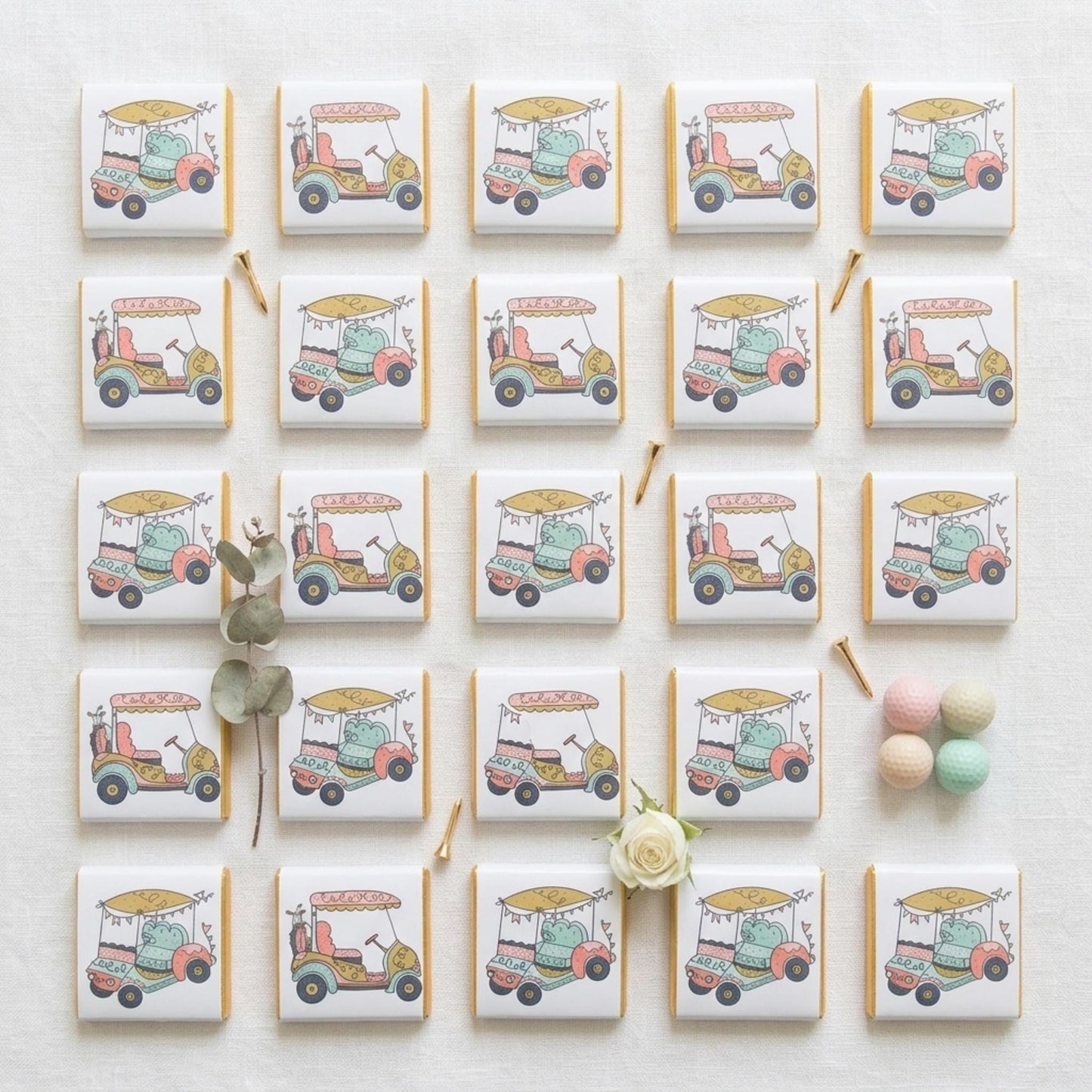 Personalised Golf Chocolates – Birthday Party Favours, Guest Gifts, Event Bag Fillers