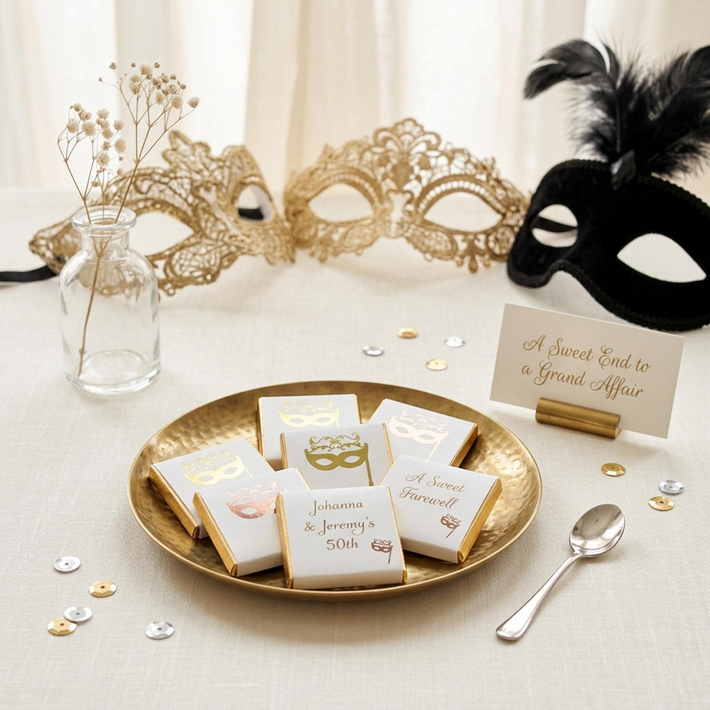 Personalised Carnival Masquerade Party Favours, ball party treats