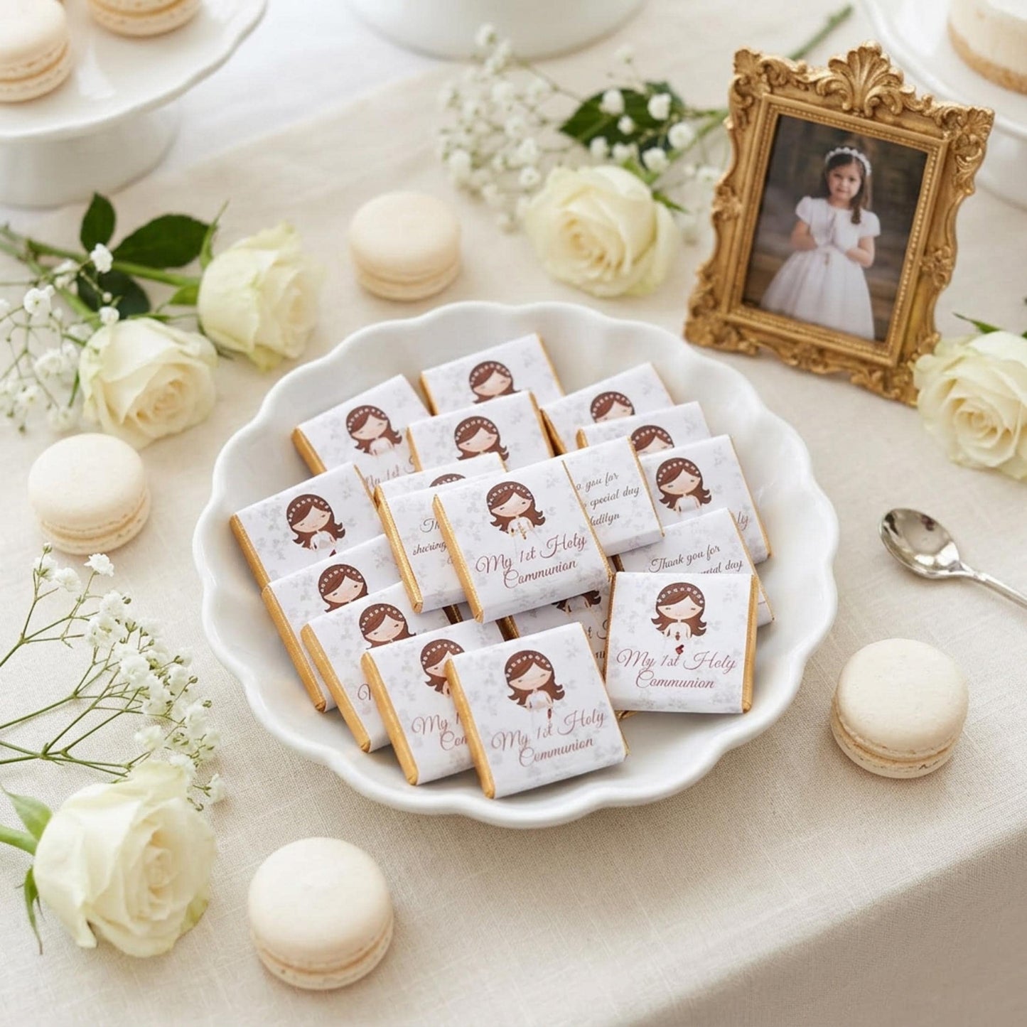 Personalised First Holy Communion Chocolate Favours – Girls Religious Treats, Party Gifts