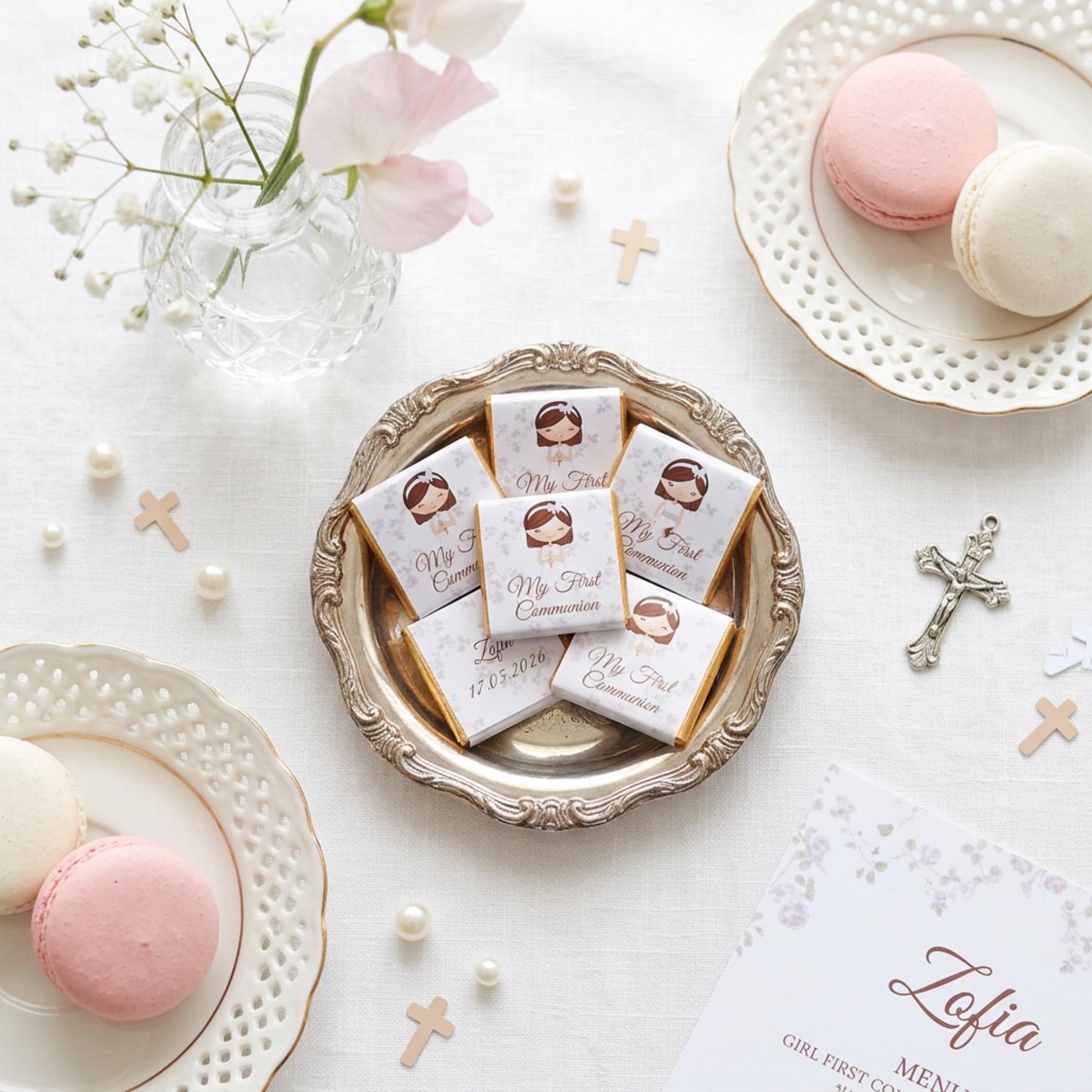 Personalised First Holy Communion Chocolate Favours – Girls Religious Treats, Party Gifts