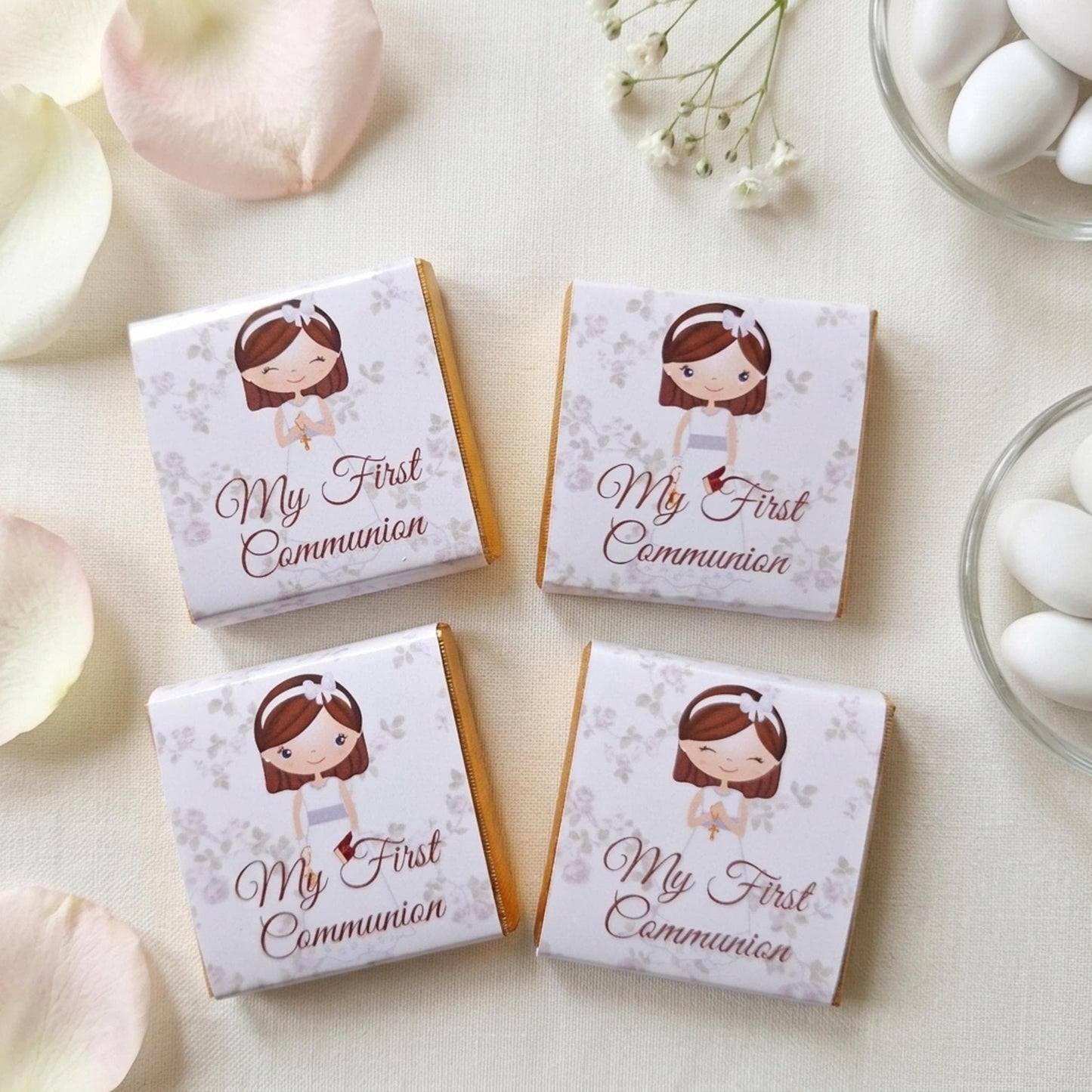 Personalised First Holy Communion Chocolate Favours – Girls Religious Treats, Party Gifts