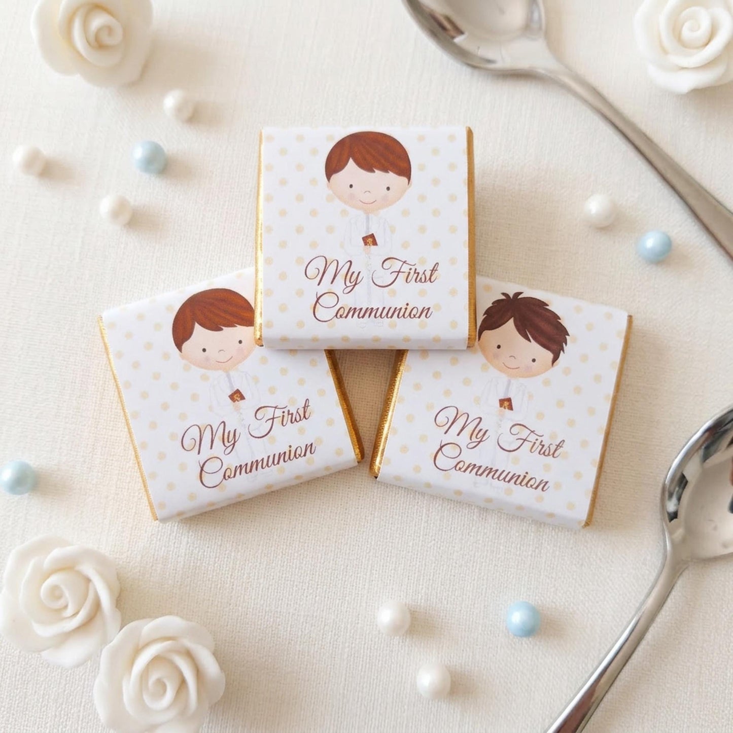 Personalised First Holy Communion Favours for Boys - Religious Chocolate Treats - Communion Guest Gifts