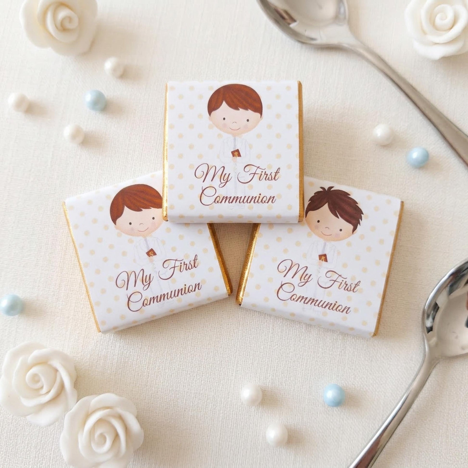 Personalised First Holy Communion Favours for Boys - Religious Chocolate Treats - Communion Guest Gifts