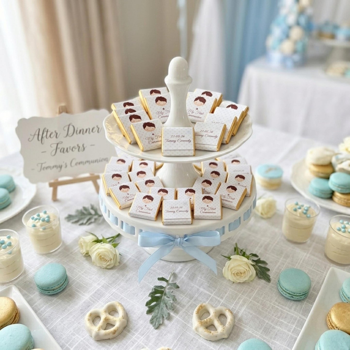 Personalised First Holy Communion Favours for Boys - Religious Chocolate Treats - Communion Guest Gifts